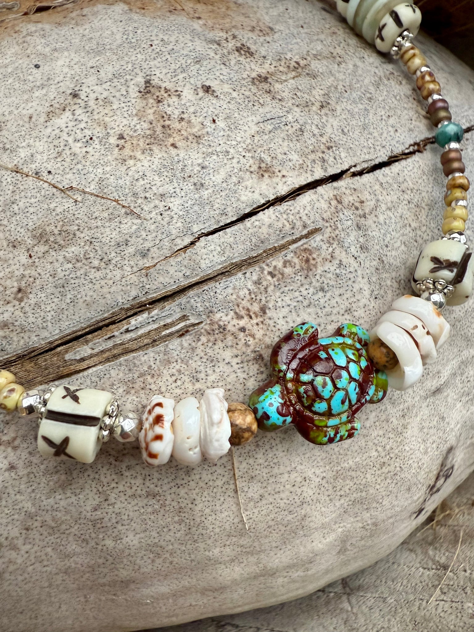 Turtle Islander Seed Bead Necklace