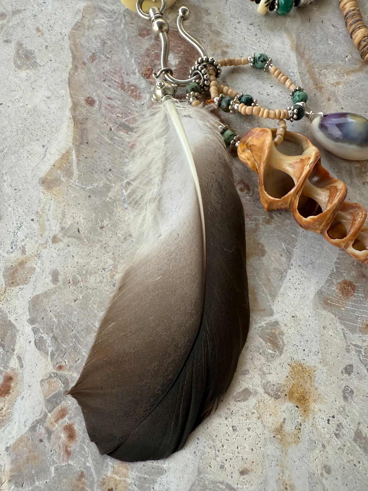 Tribal Feather Shell Necklace