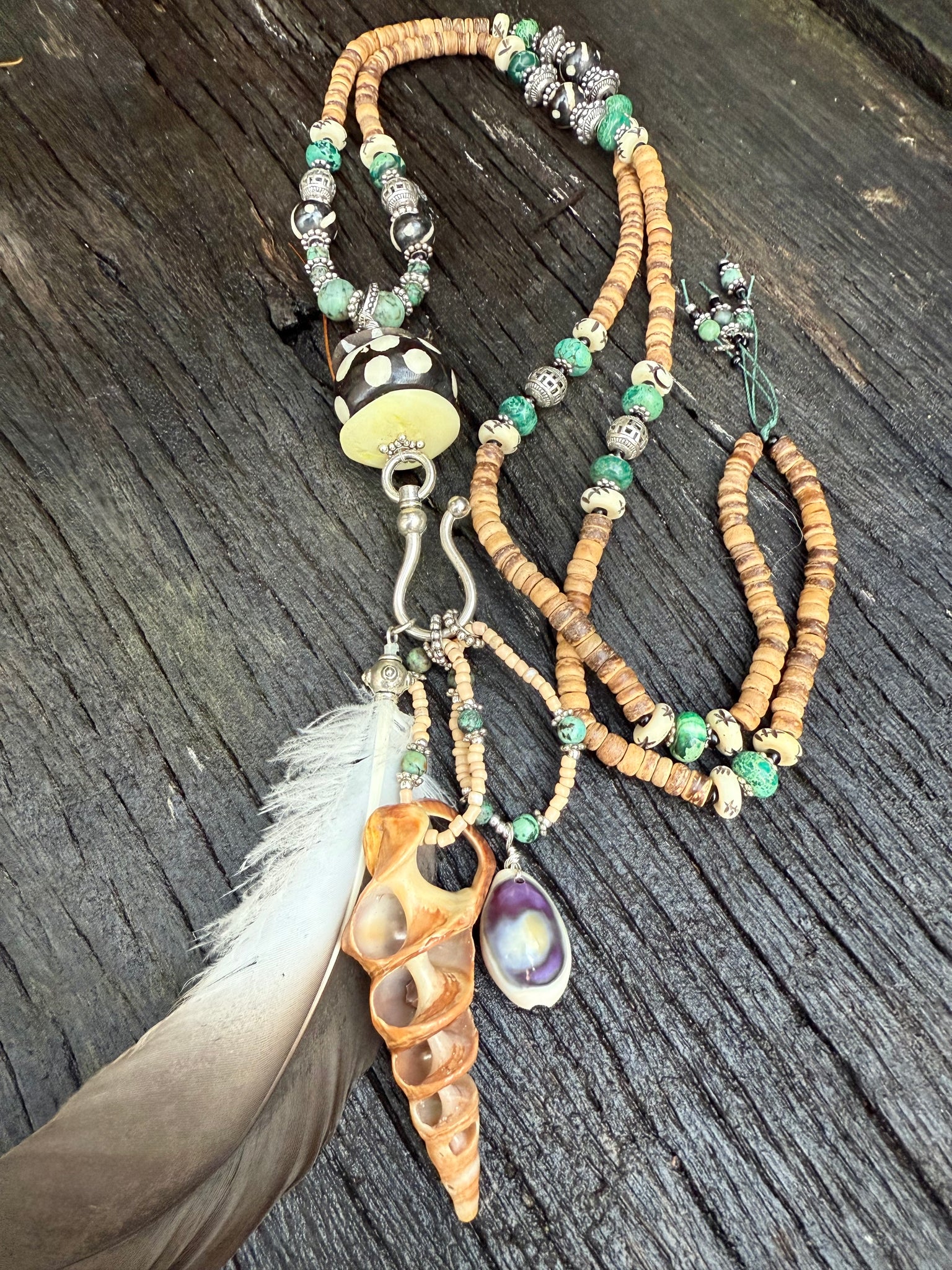 Tribal Feather Shell Necklace