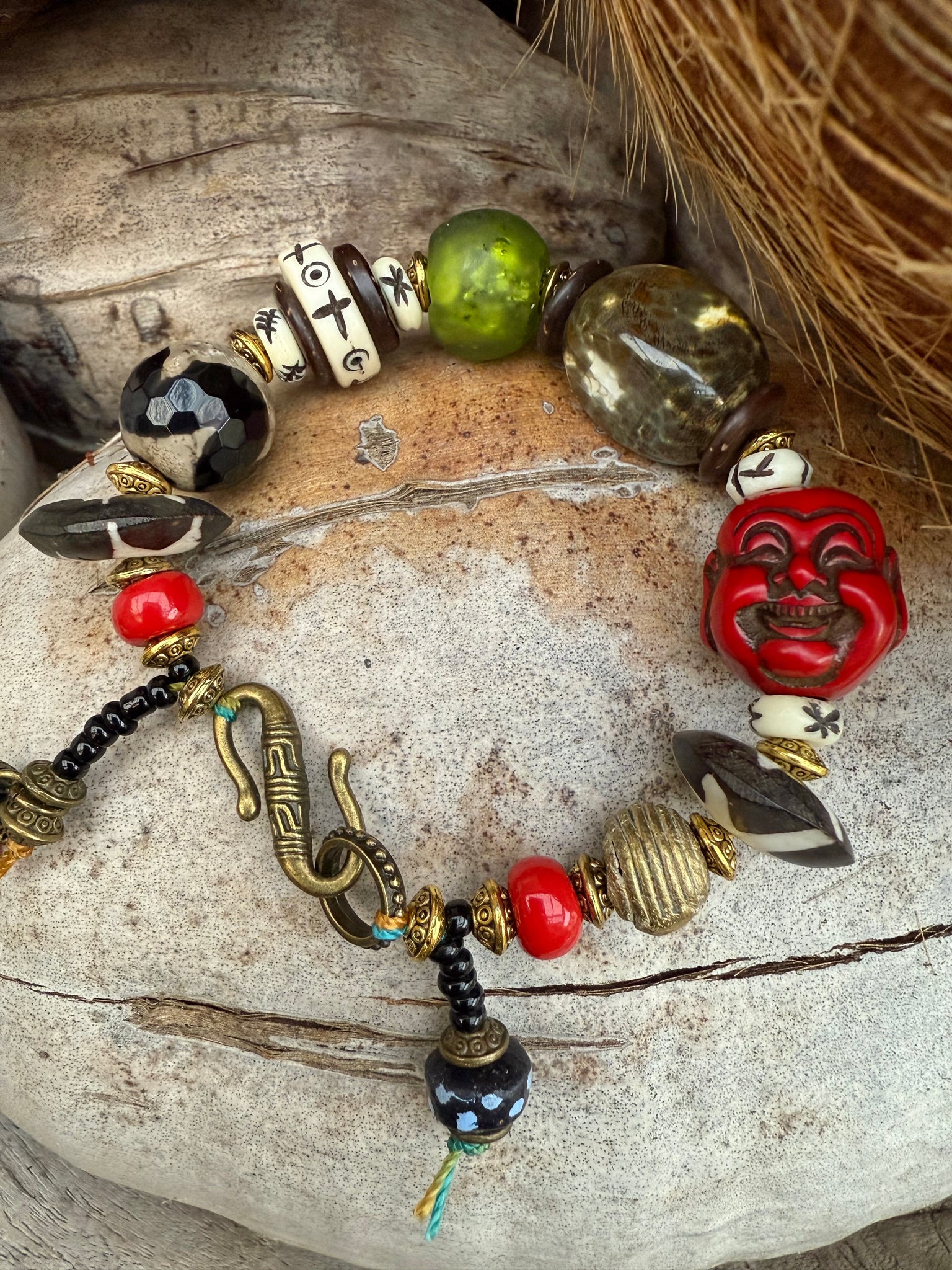 Tibetan Tribal Coral Beaded Stone Bracelet