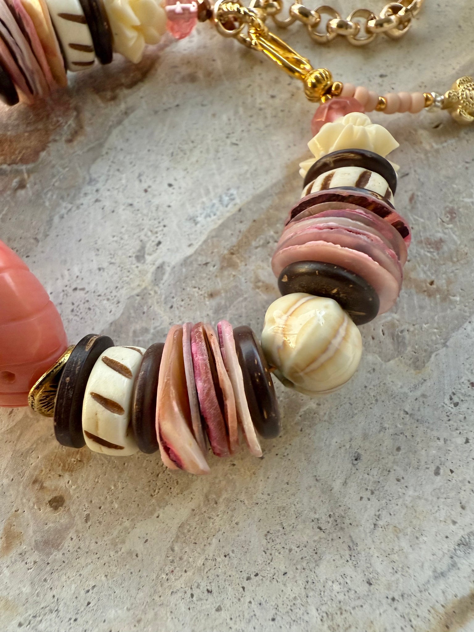 Pink Coral Shell Stone Bracelet