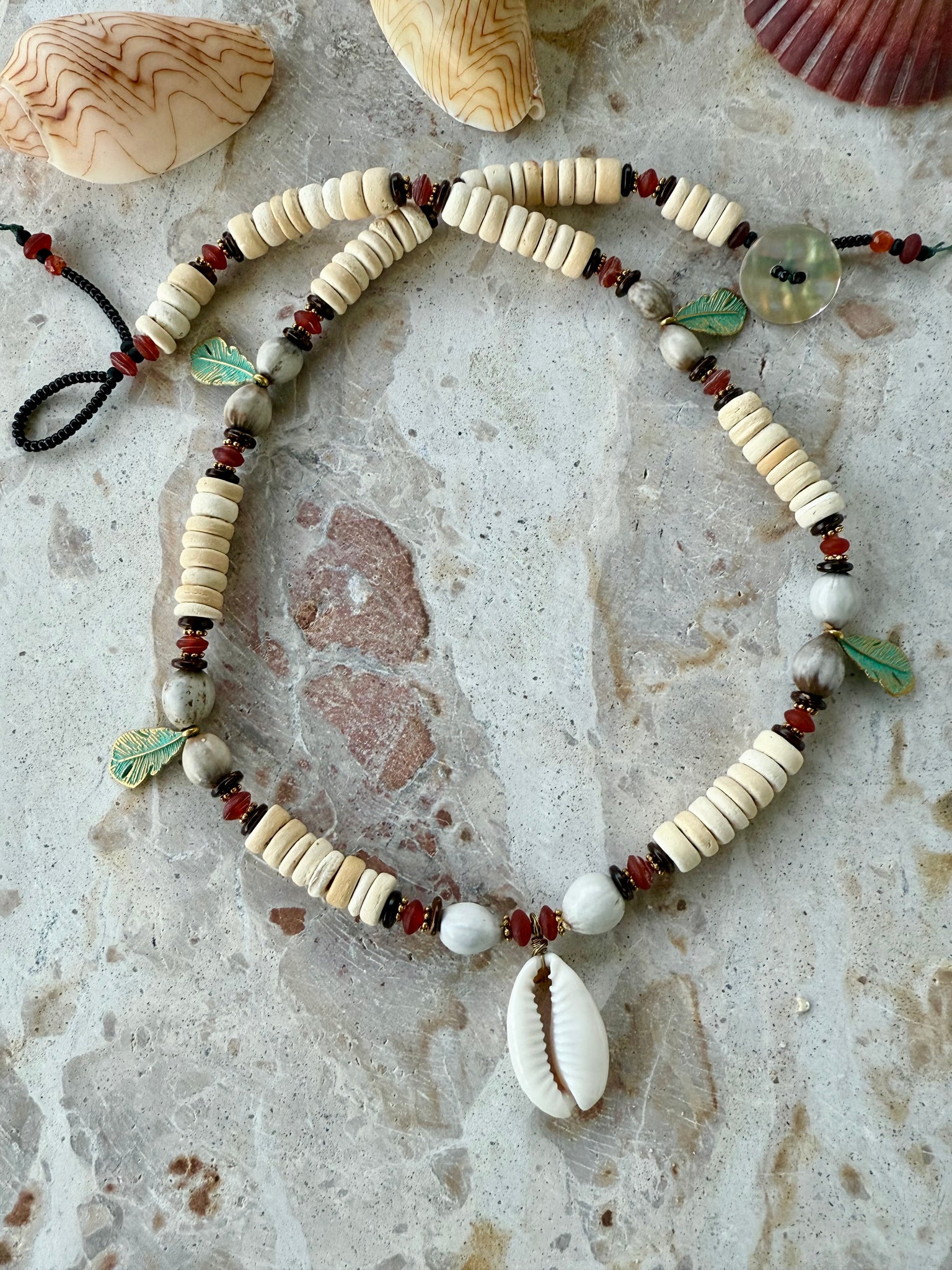 Coconut Cowrie Imfibinga Seed Necklace