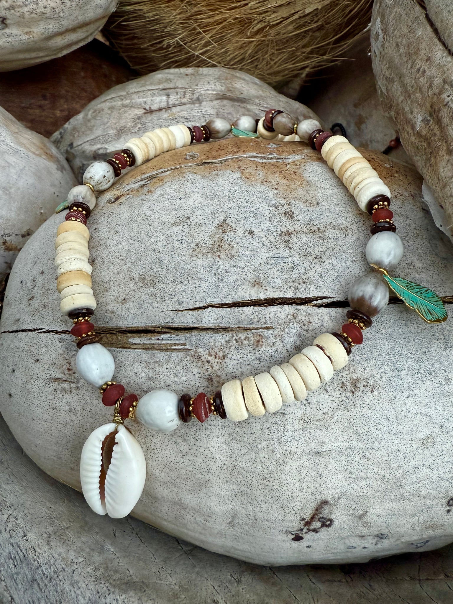 Coconut Cowrie Imfibinga Seed Necklace