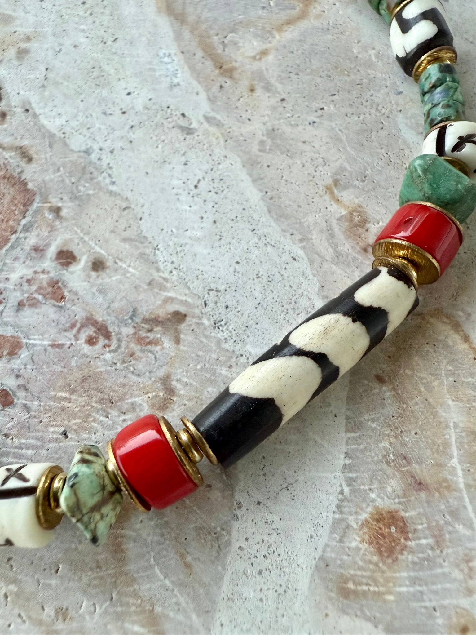 Tribal Shell Turquoise Stone Necklace