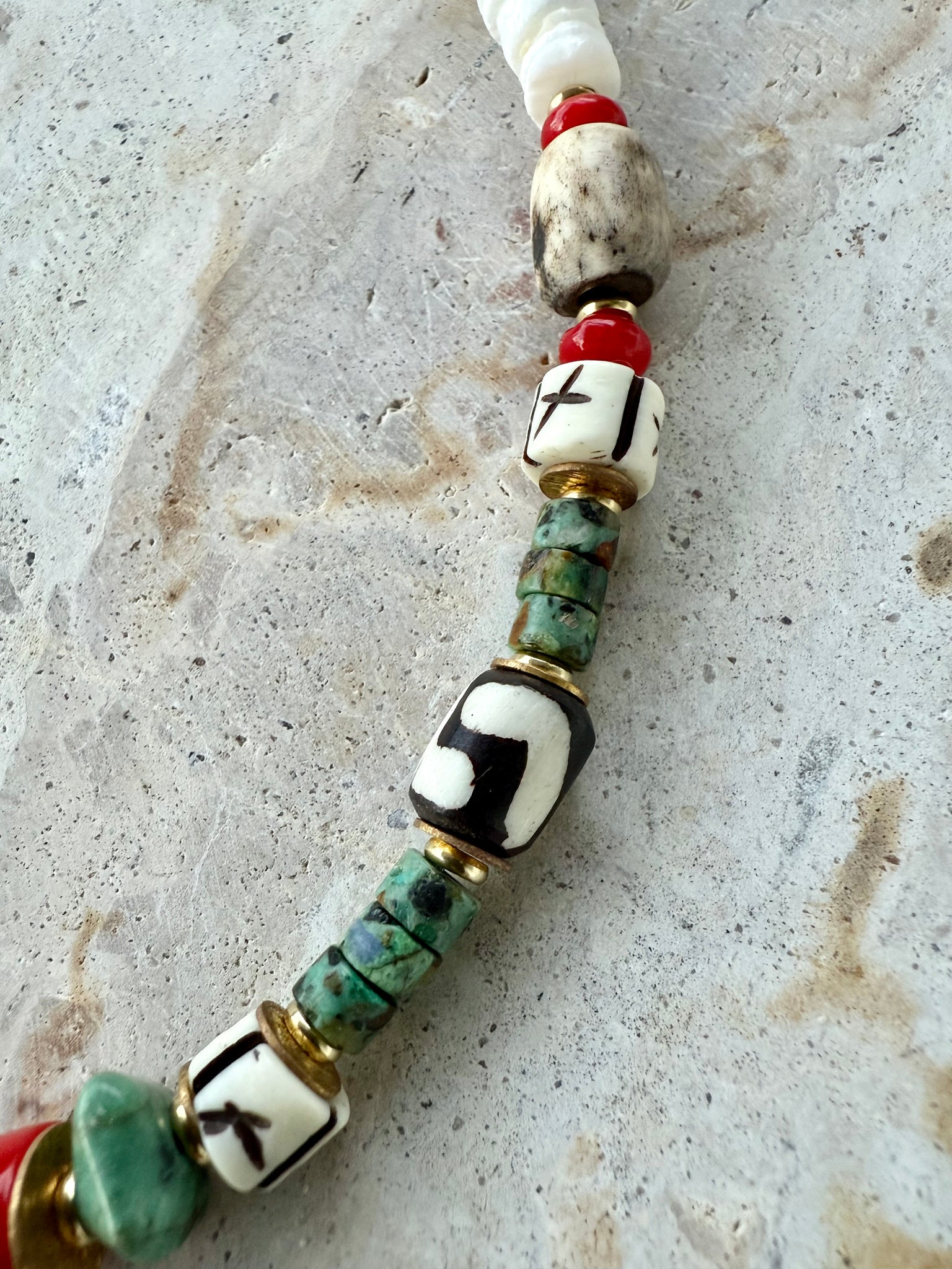 Tribal Shell Turquoise Stone Necklace