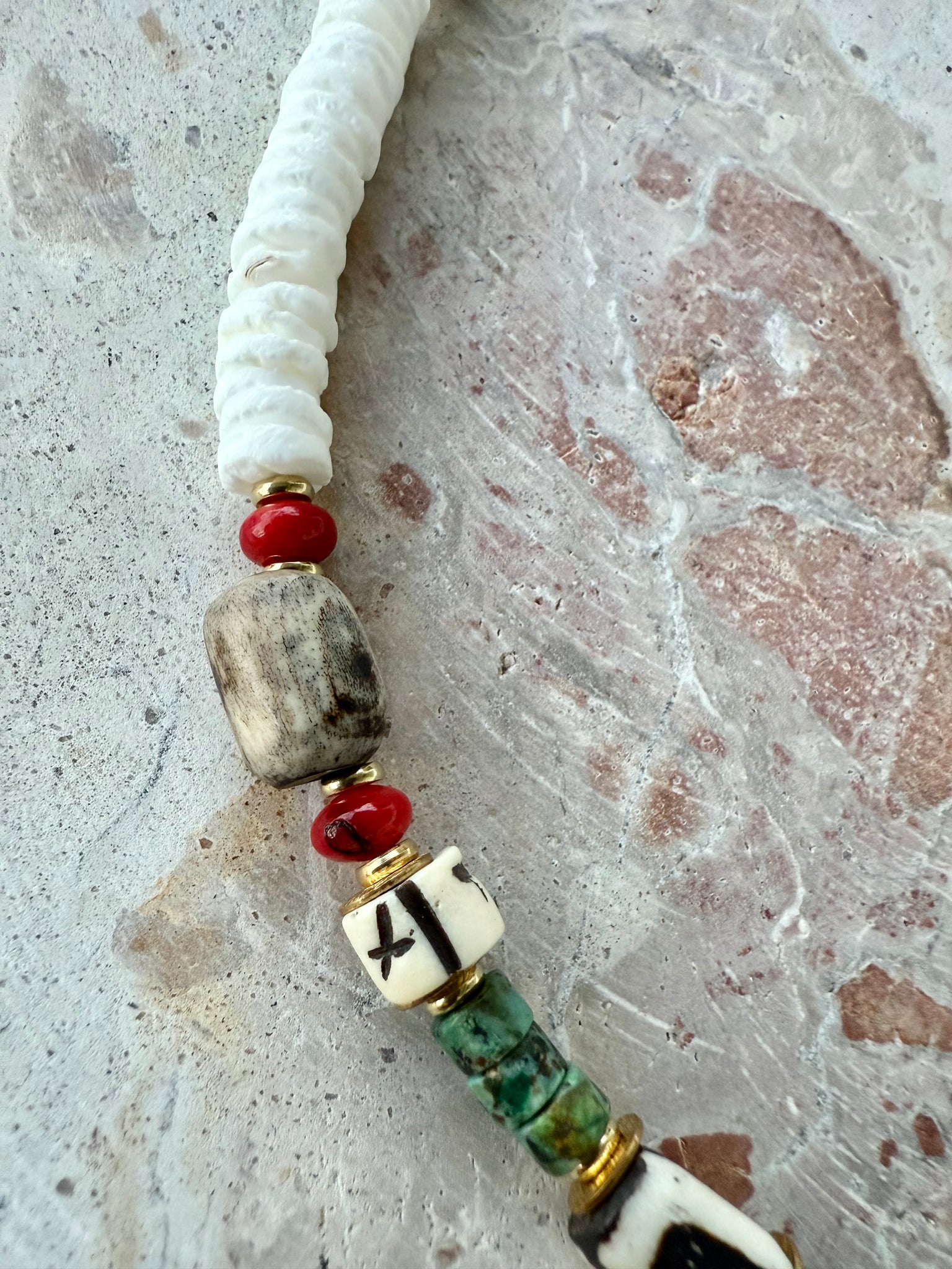 Tribal Shell Turquoise Stone Necklace