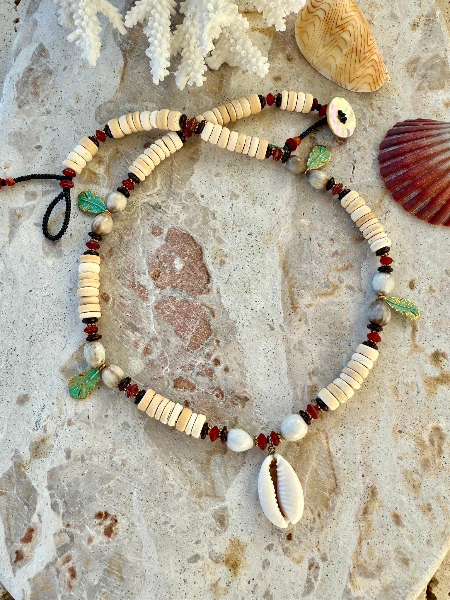 Coconut Cowrie Imfibinga Seed Necklace