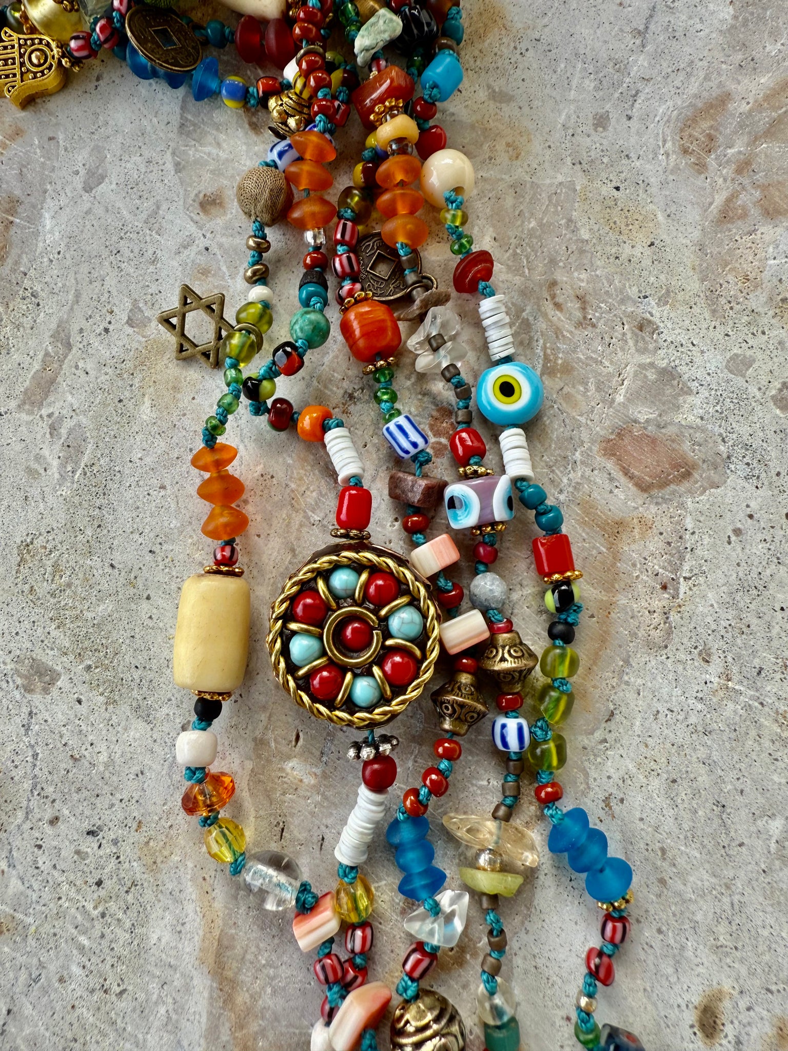 African Knotted Seed Bead Necklace