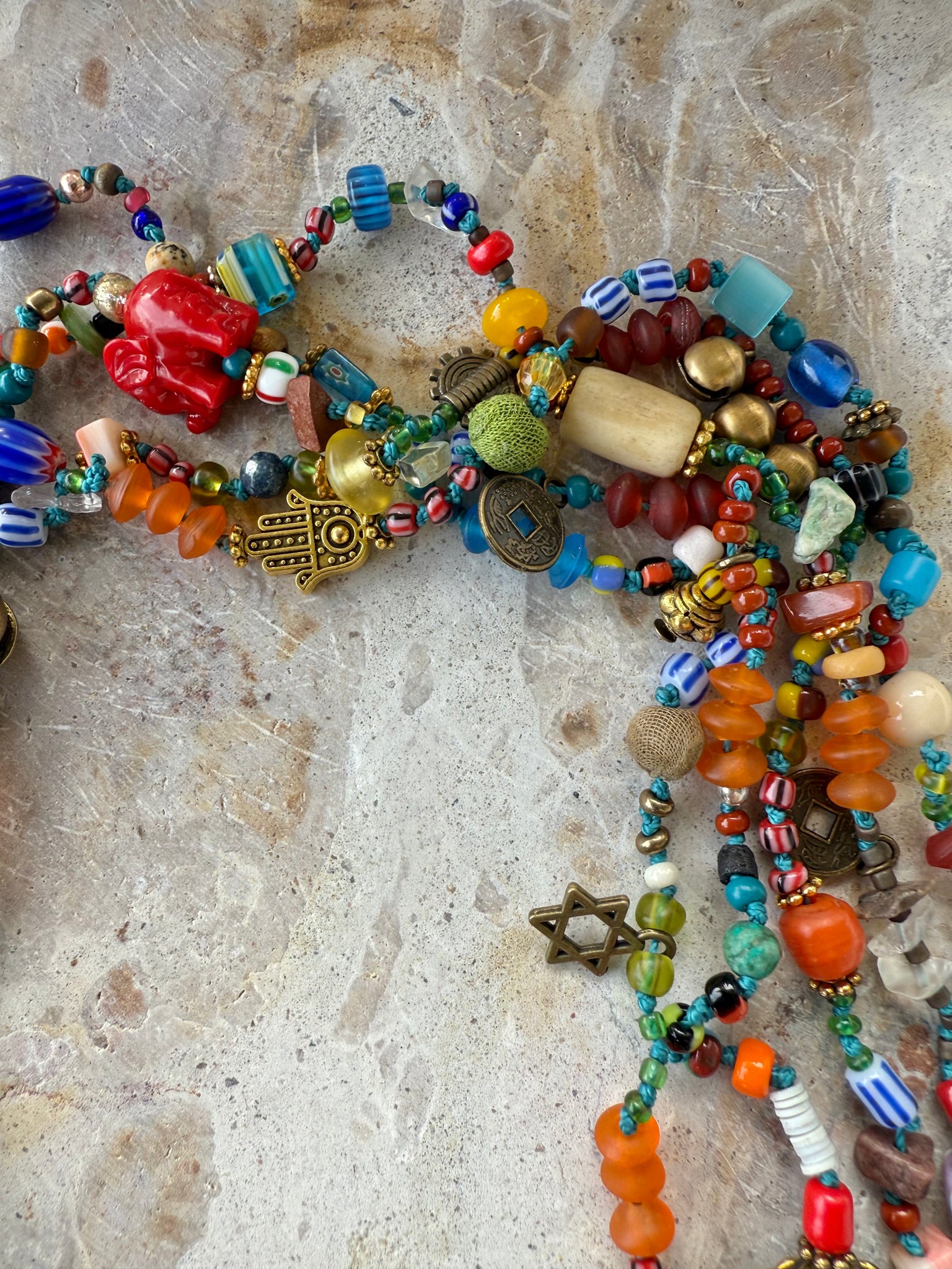 African Knotted Seed Bead Necklace