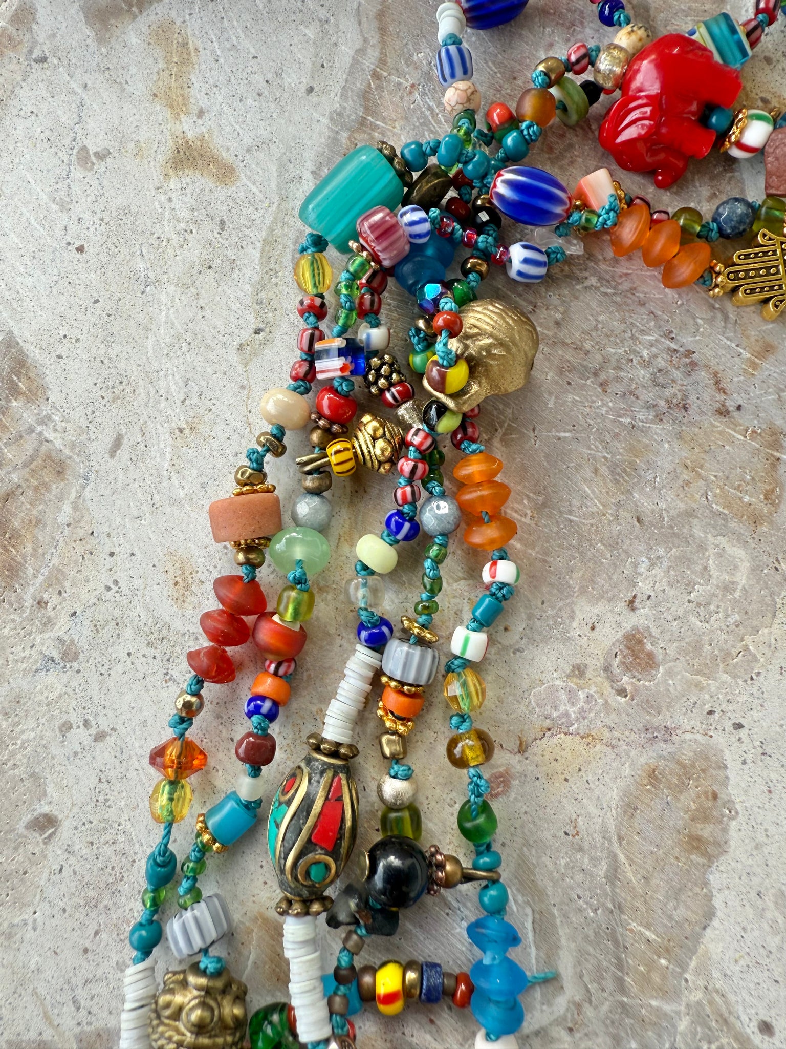 African Knotted Seed Bead Necklace