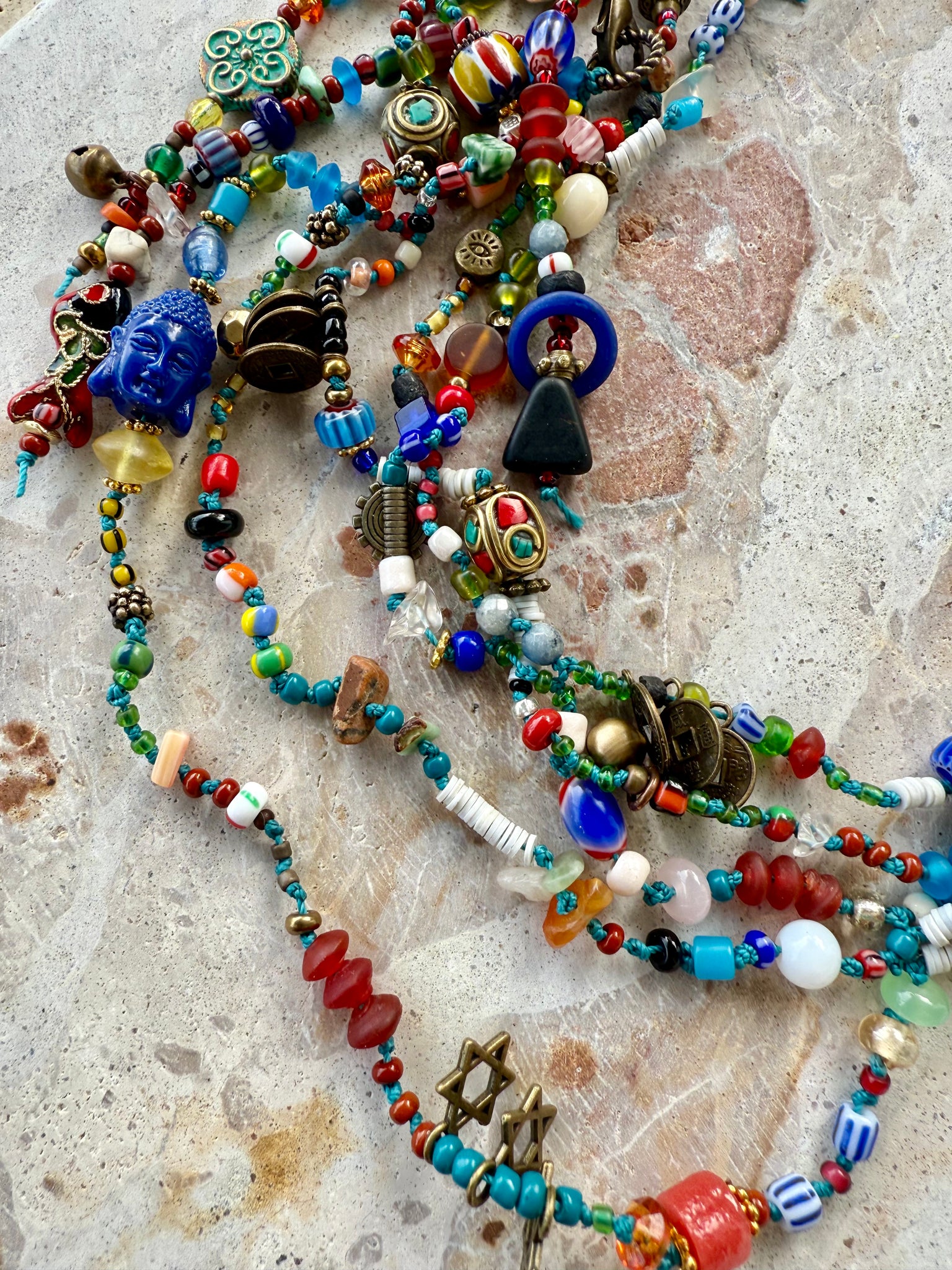 African Knotted Seed Bead Necklace
