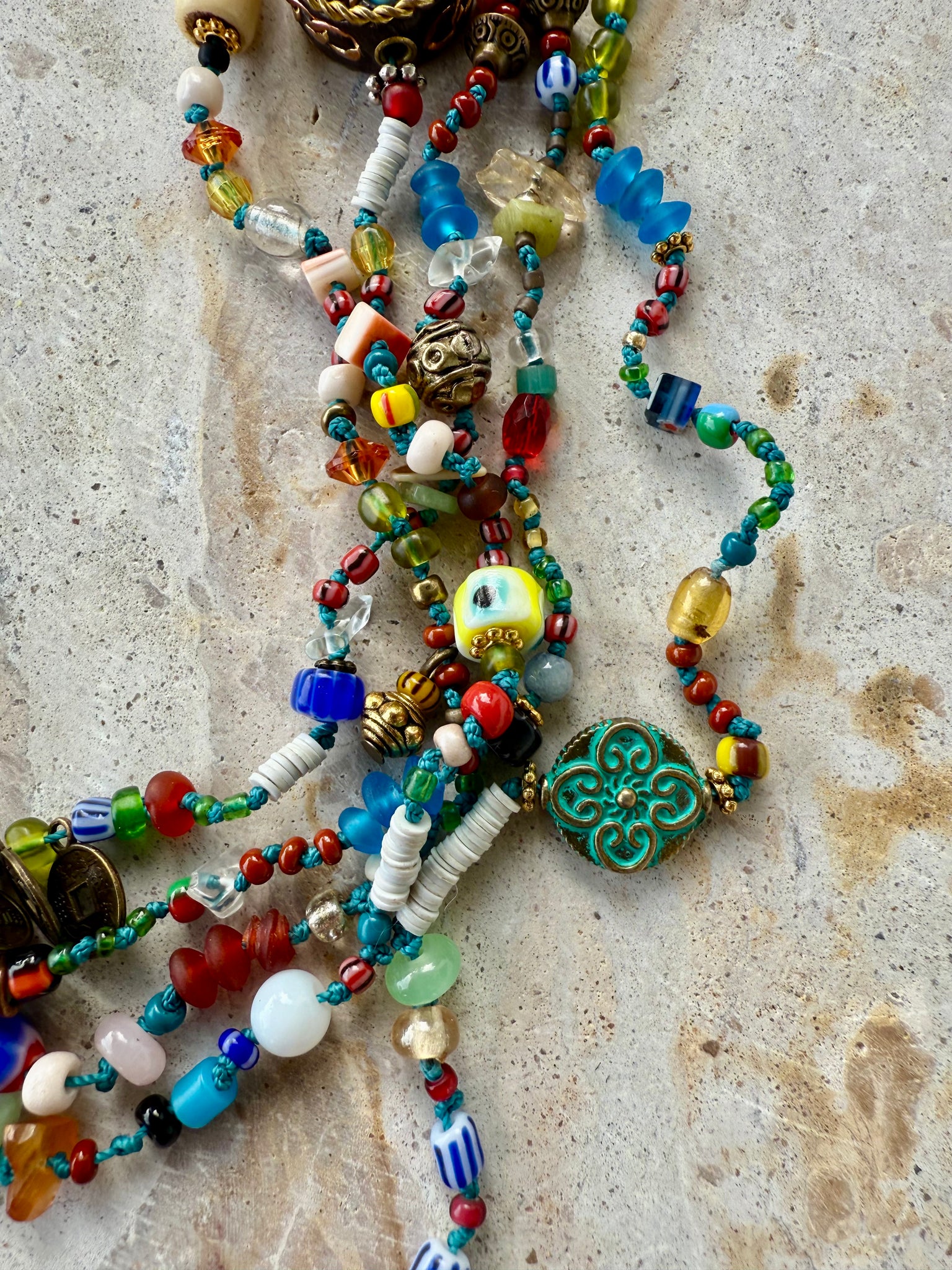 African Knotted Seed Bead Necklace