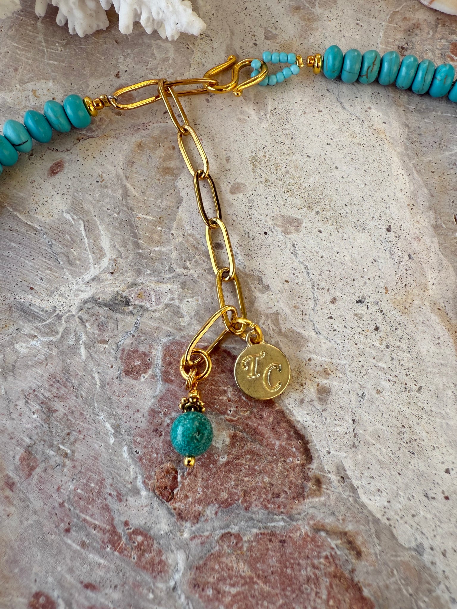 Turquoise Pearl Stone Shell Necklace
