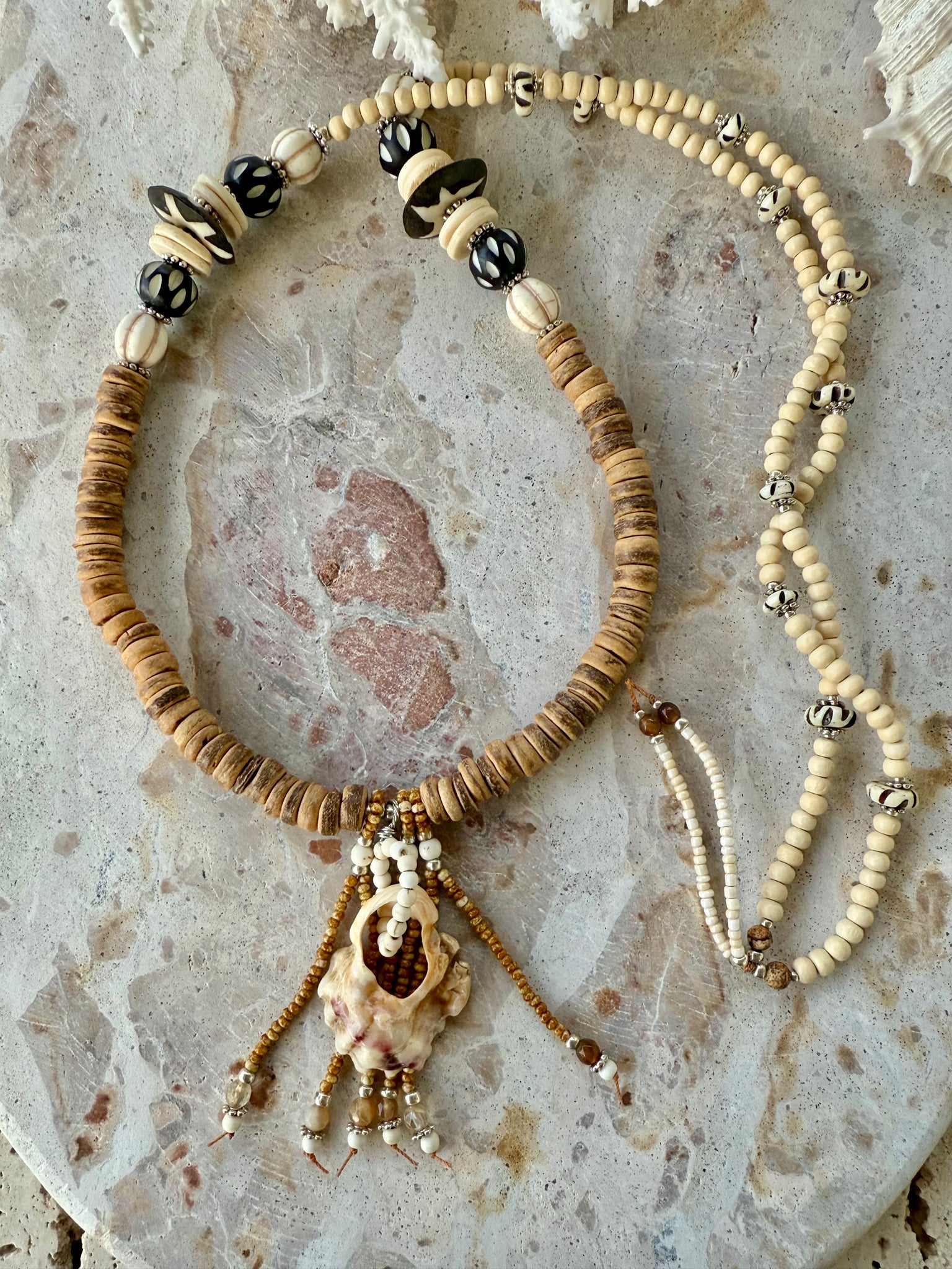 Coconut Beaded Shell Island Necklace