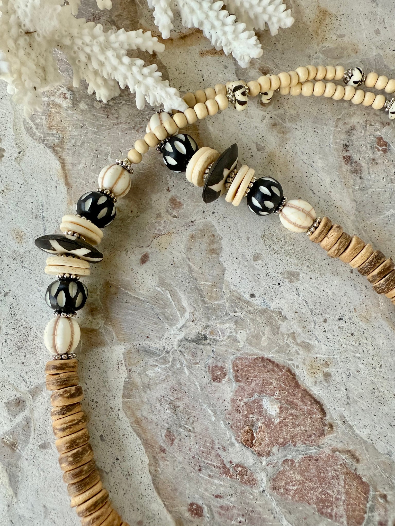 Coconut Beaded Shell Island Necklace