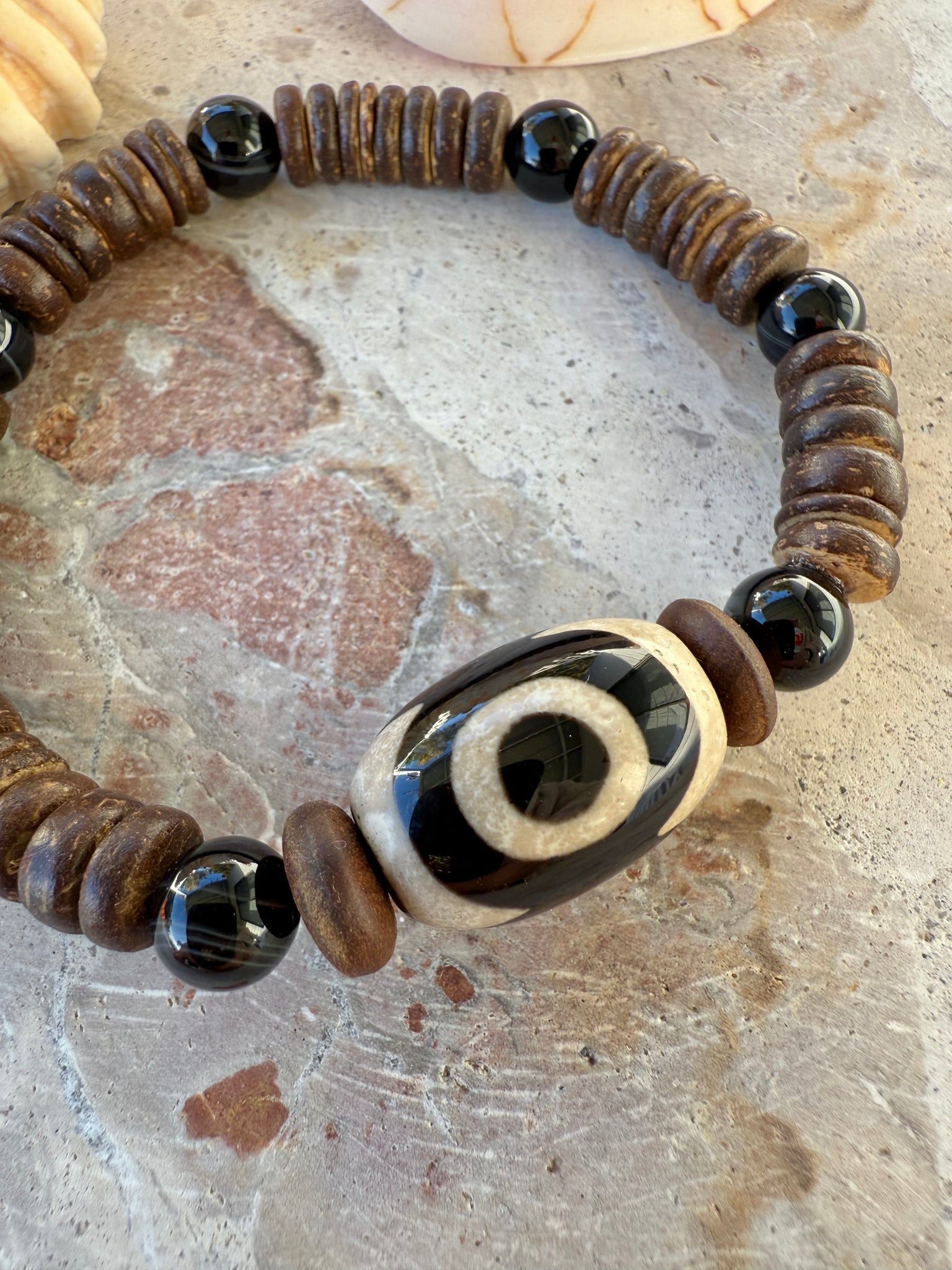 Mens Tibetan One Eye Beaded Bracelet