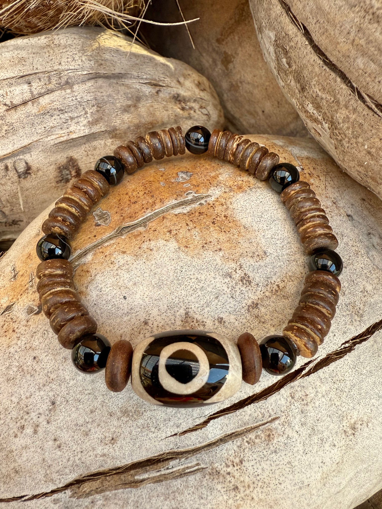 Mens Tibetan One Eye Beaded Bracelet