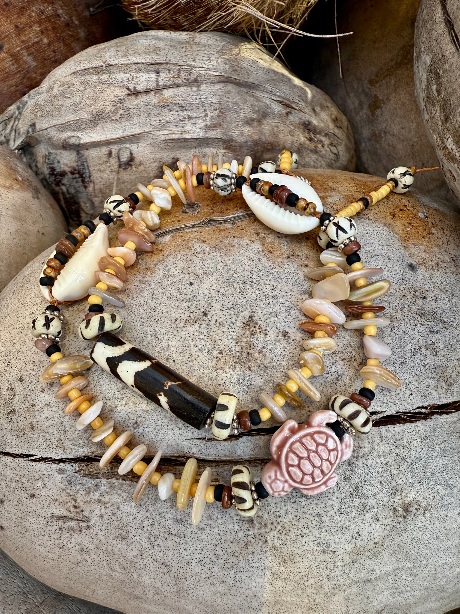 Tribal Cowrie Shell Stone Bracelet