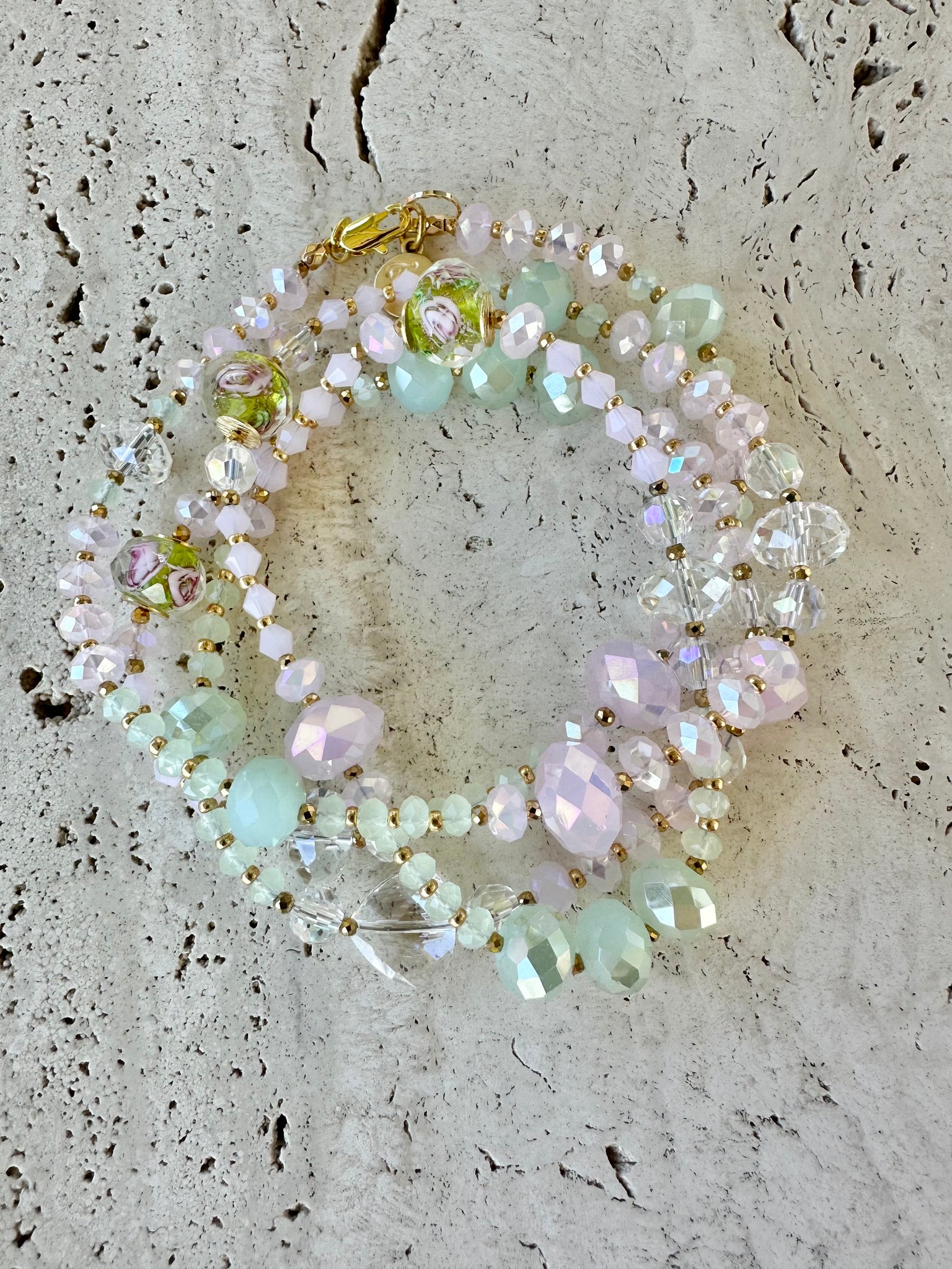 Pink Crystal Necklace Bracelet