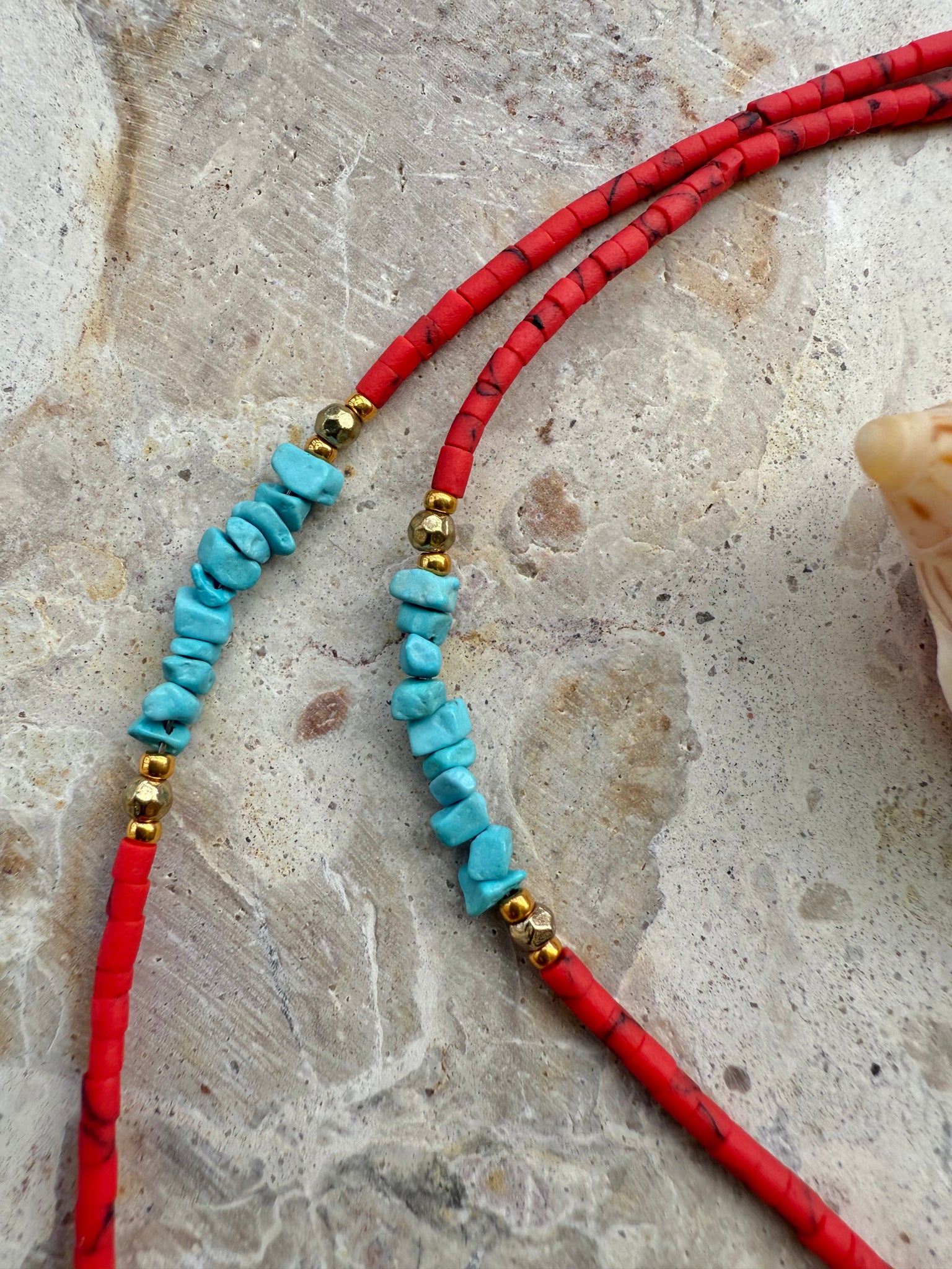 Greek Freshwater Pearl Aqua Stone Charm Necklace