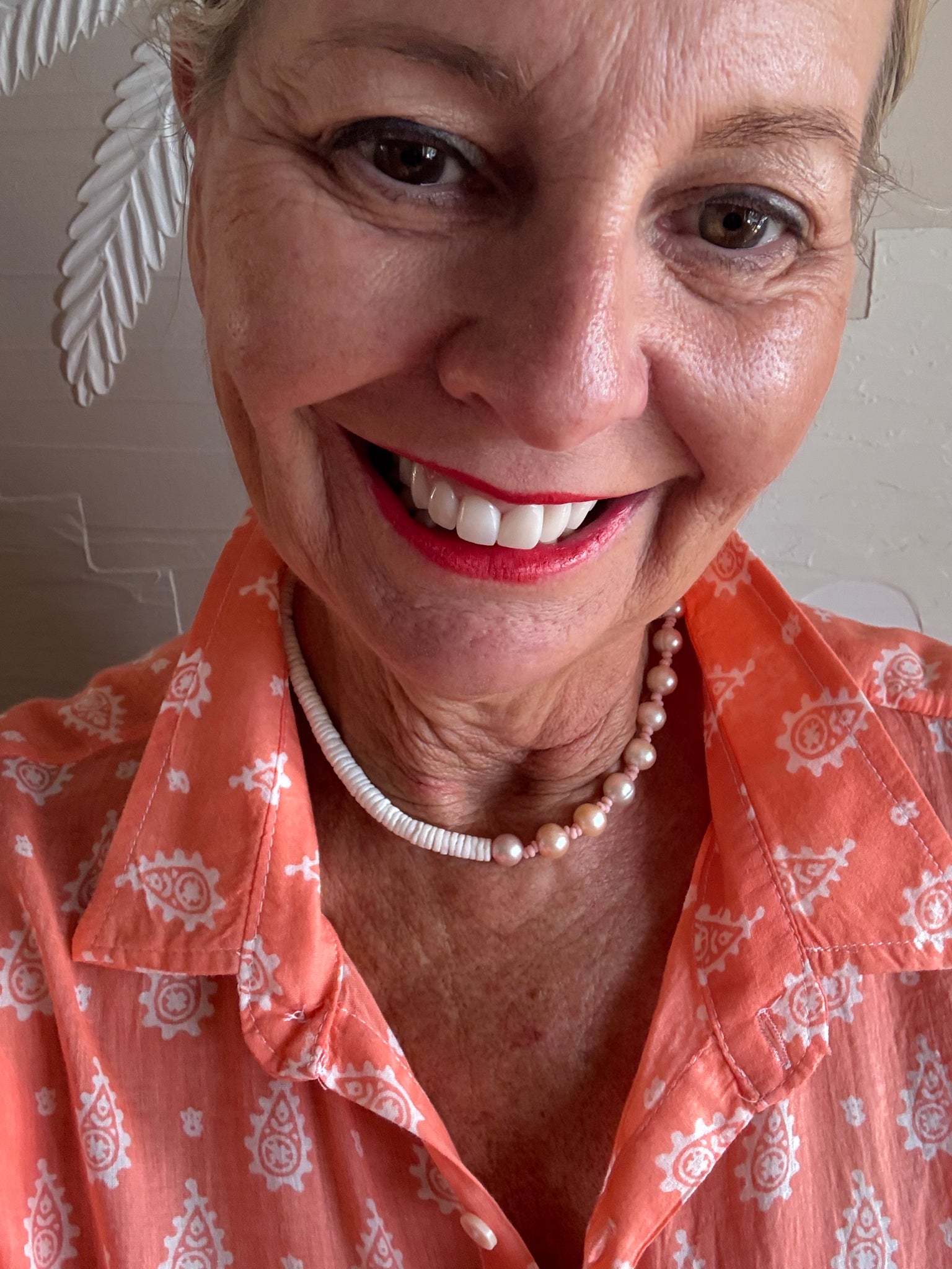Pink Pearl Heishi Shell Choker - Necklace