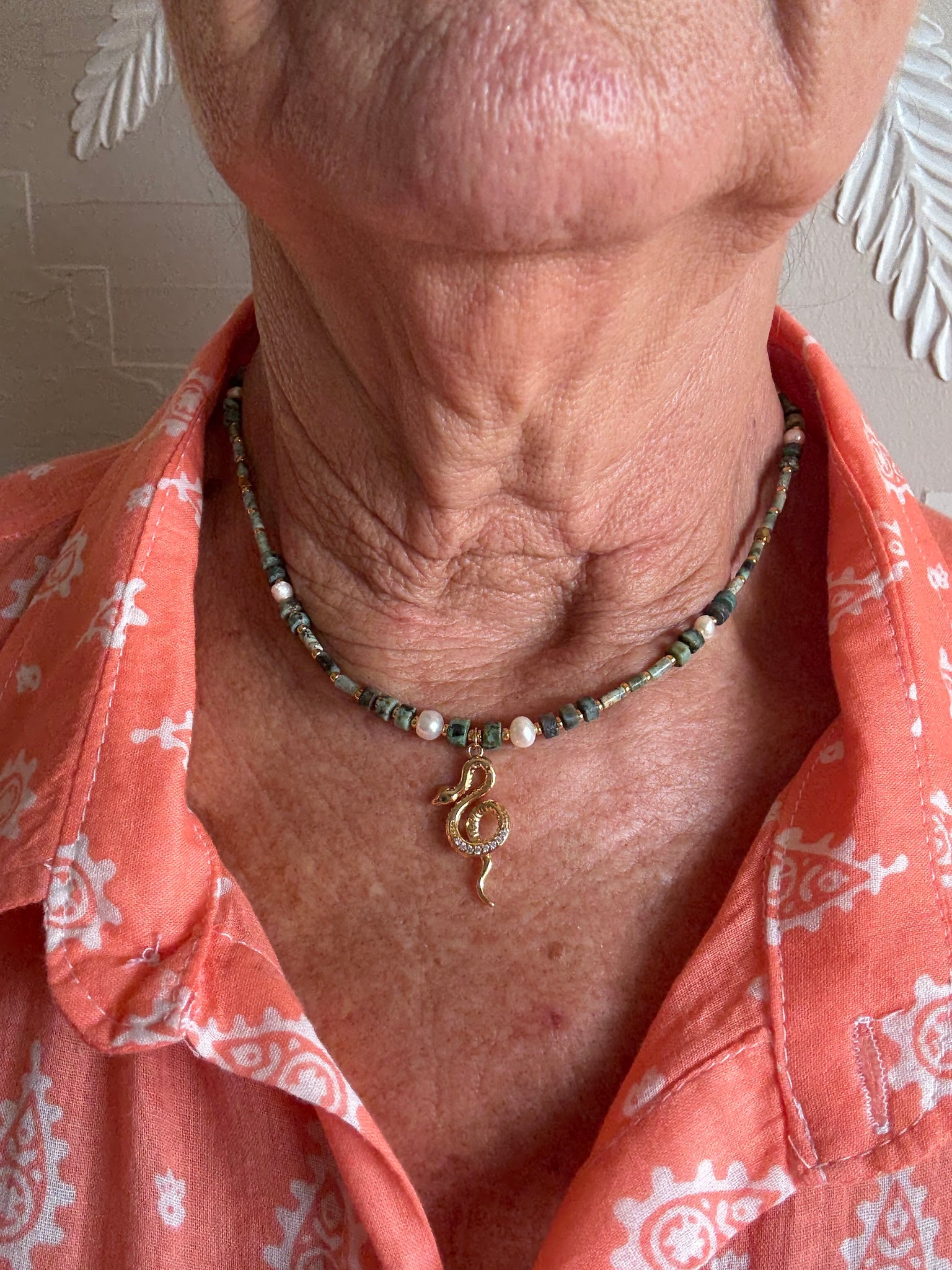 Boho Snake Turquoise Stone Necklace