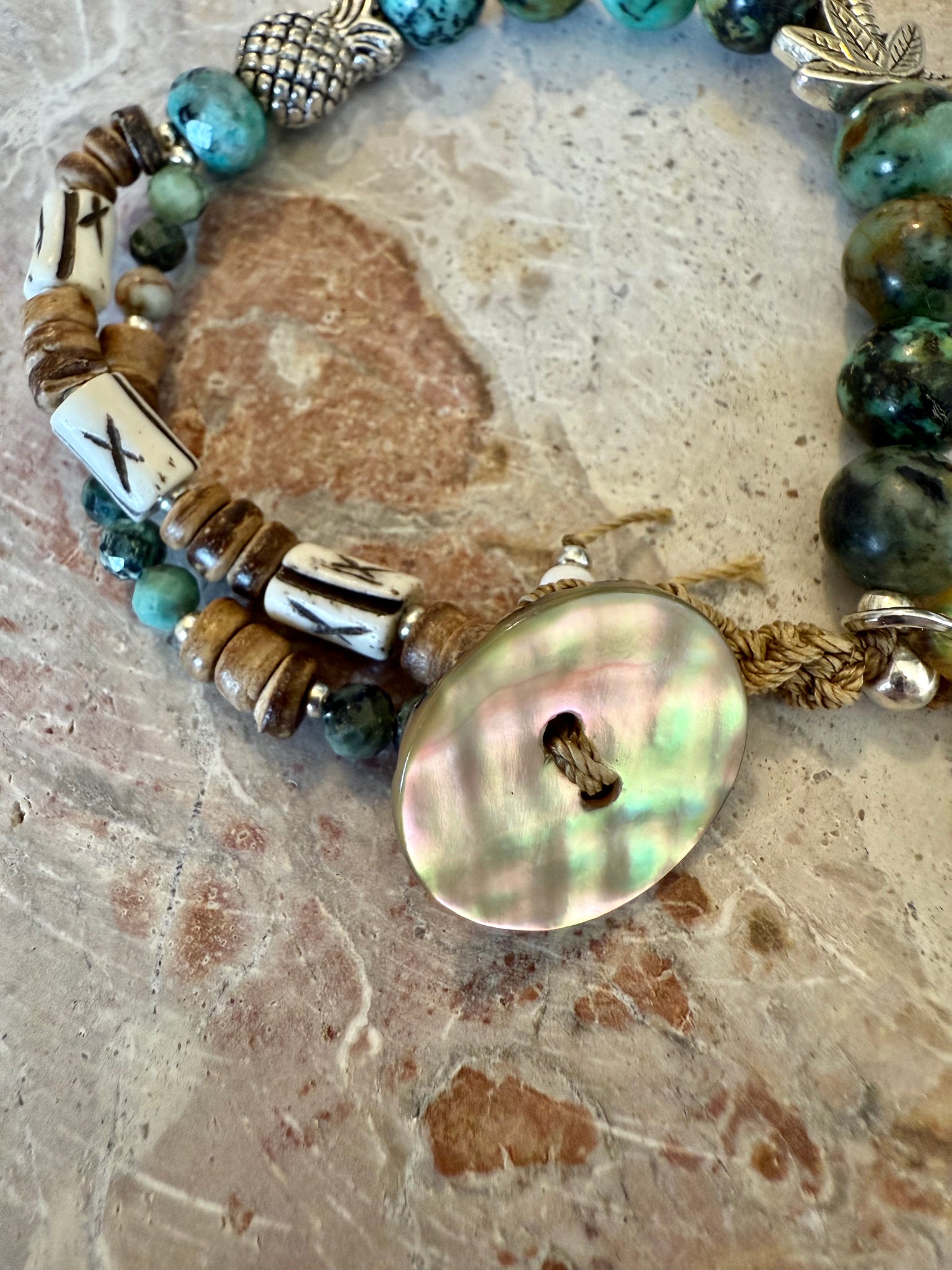 Turquoise Stone Shell Boho Bracelet