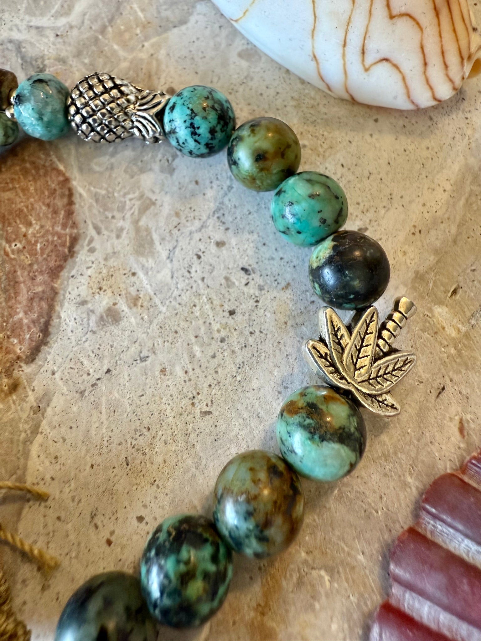 Turquoise Stone Shell Boho Bracelet