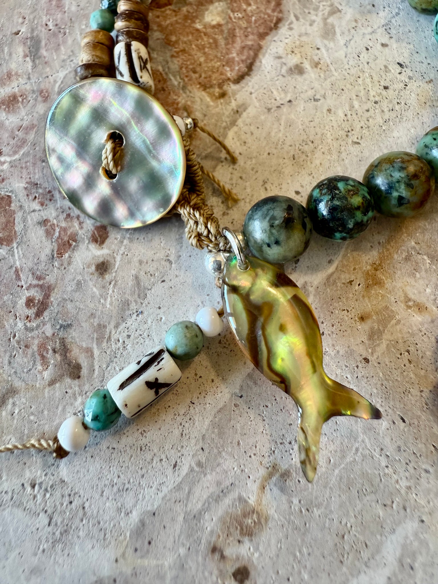 Turquoise Stone Shell Boho Bracelet