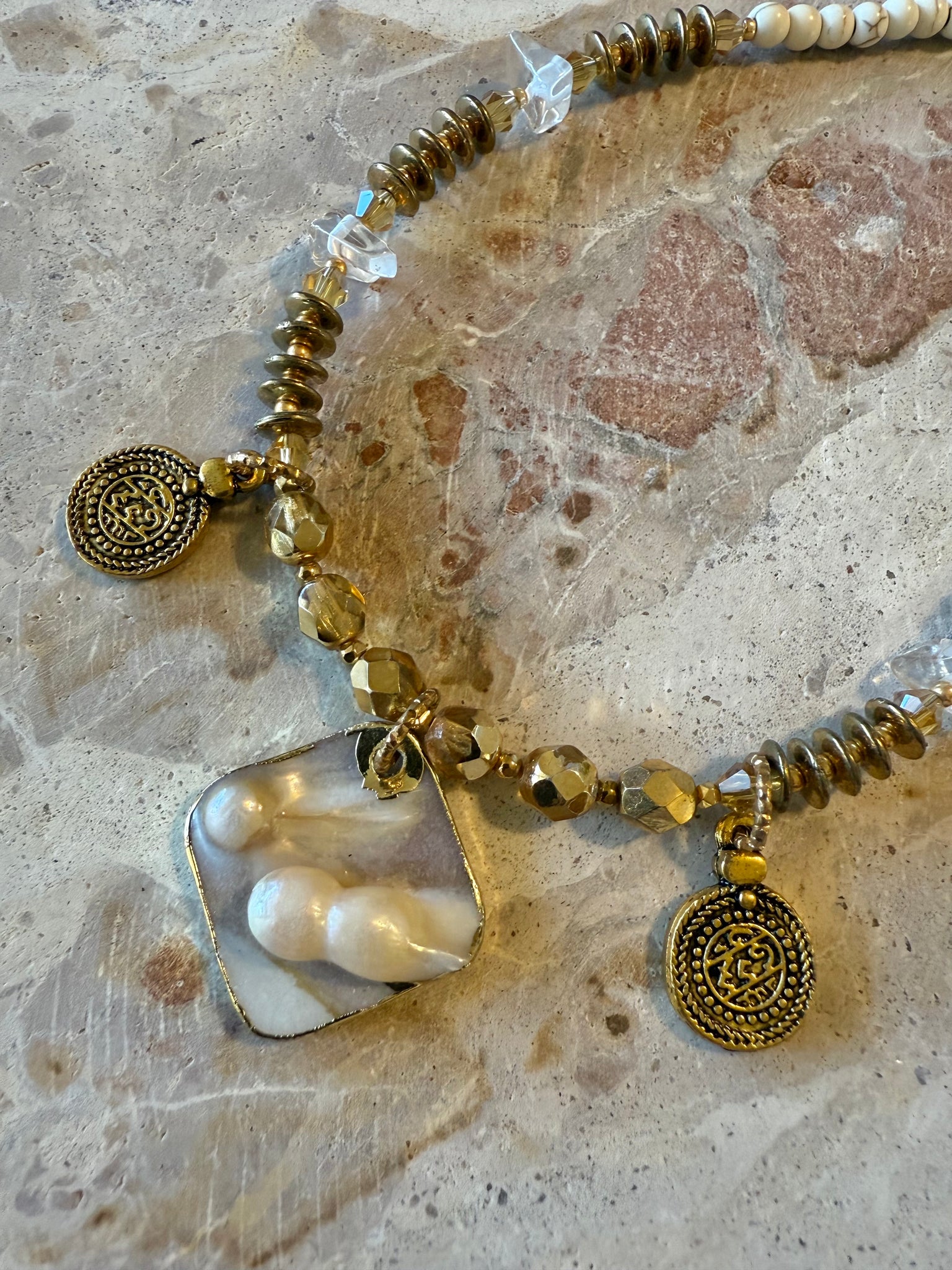 Crystal Pearl Stone Necklace