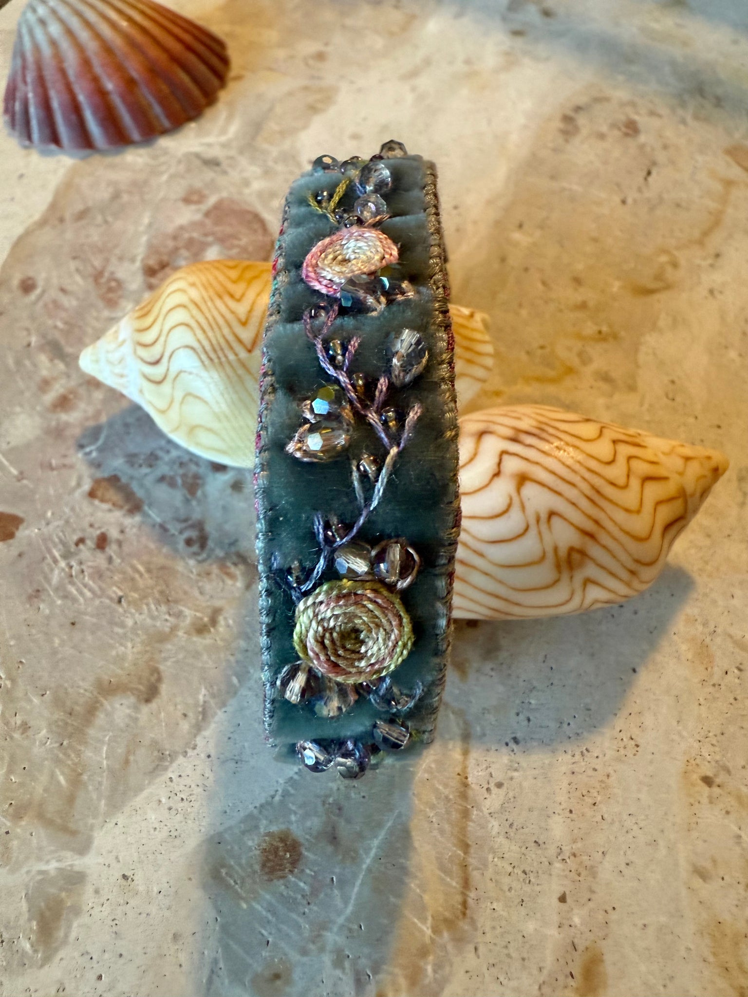 Embroidered Free Spirit Velvet Cuff Bracelet