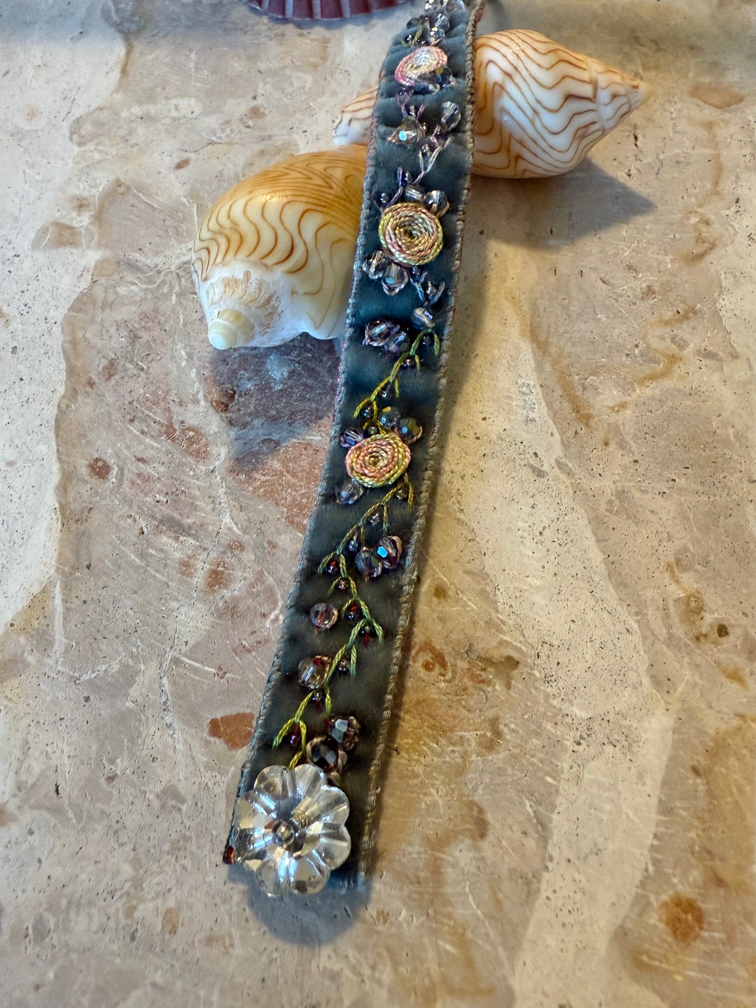 Embroidered Free Spirit Velvet Cuff Bracelet