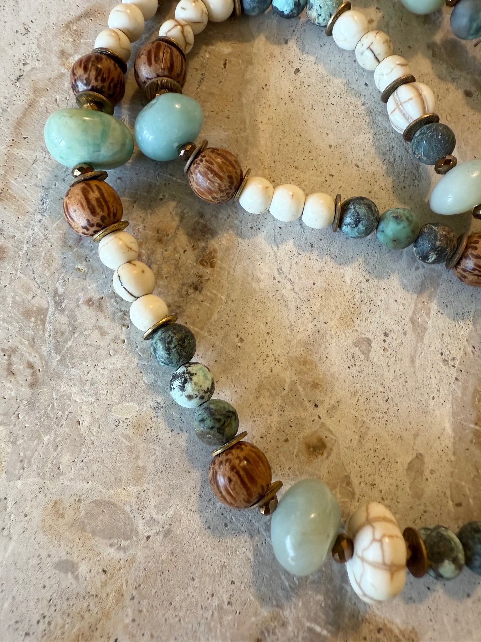 Turquoise Stone Shell Pendant Necklace