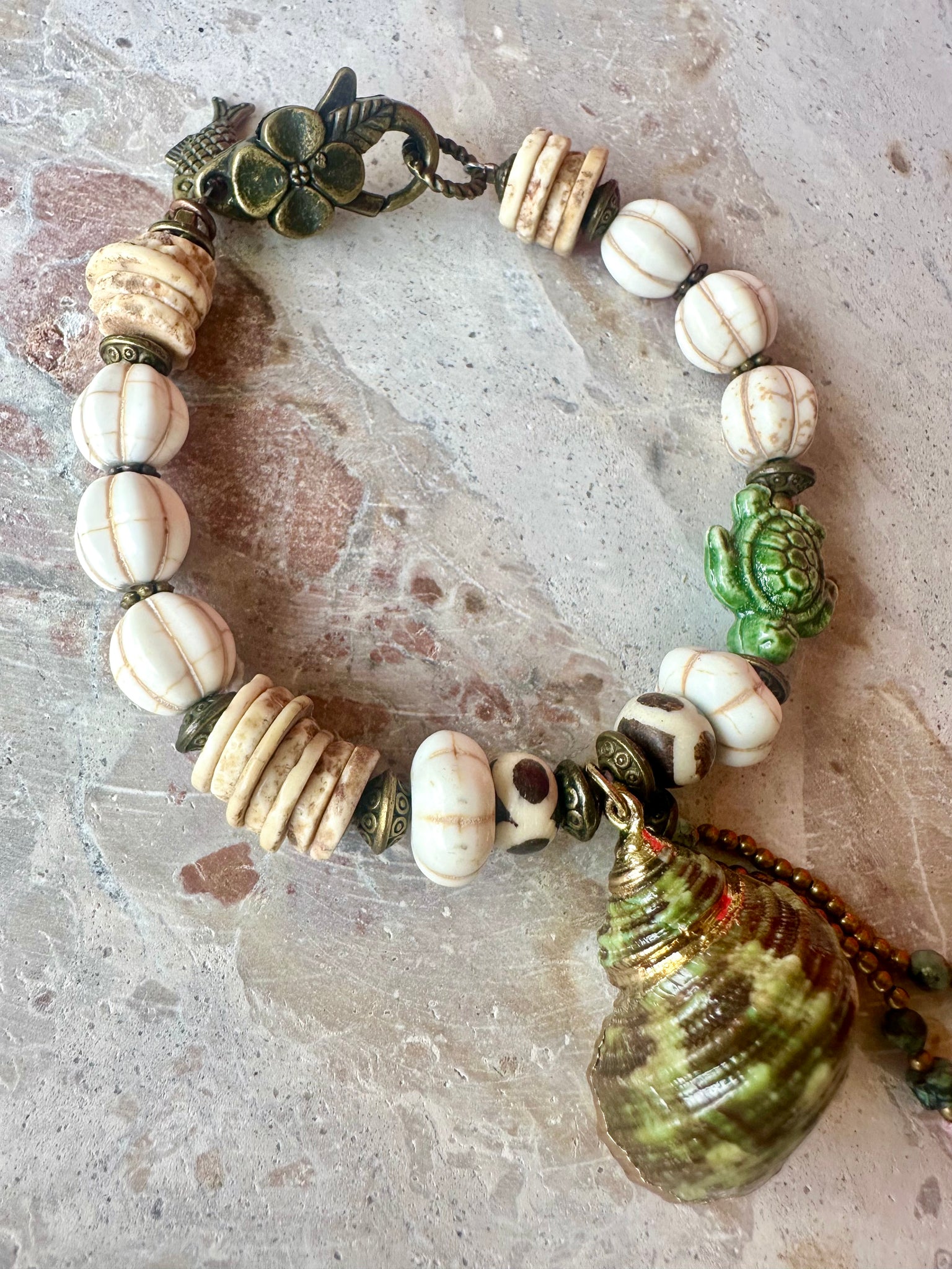 Shell Beaded Charm Bracelet