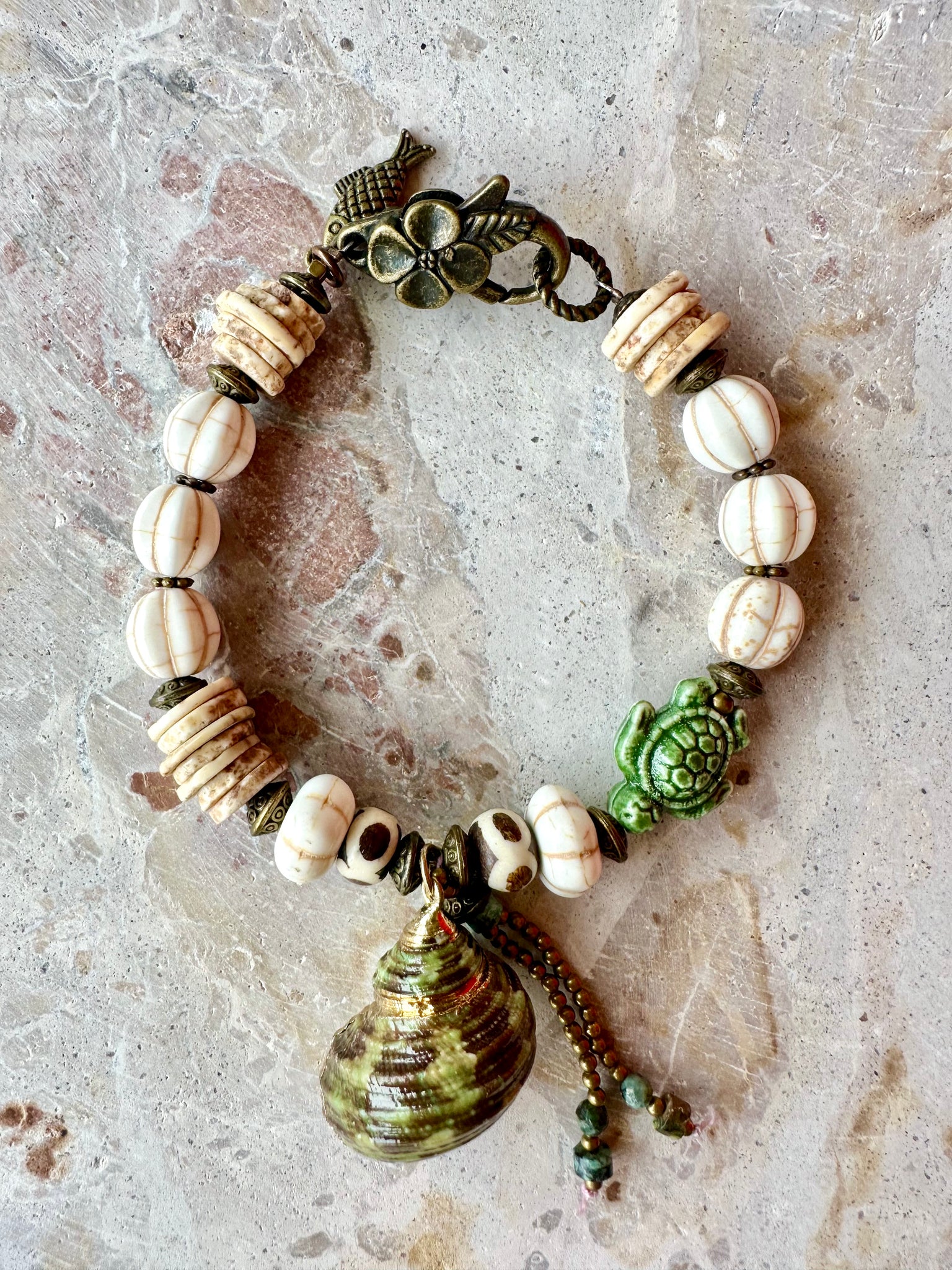 Shell Beaded Charm Bracelet