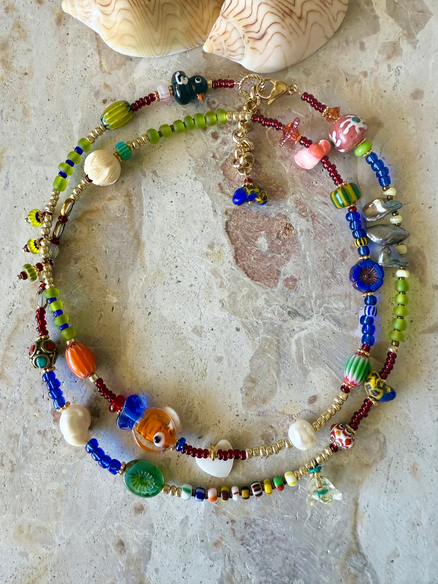 Boho Beaded Charm Wrap Bracelet