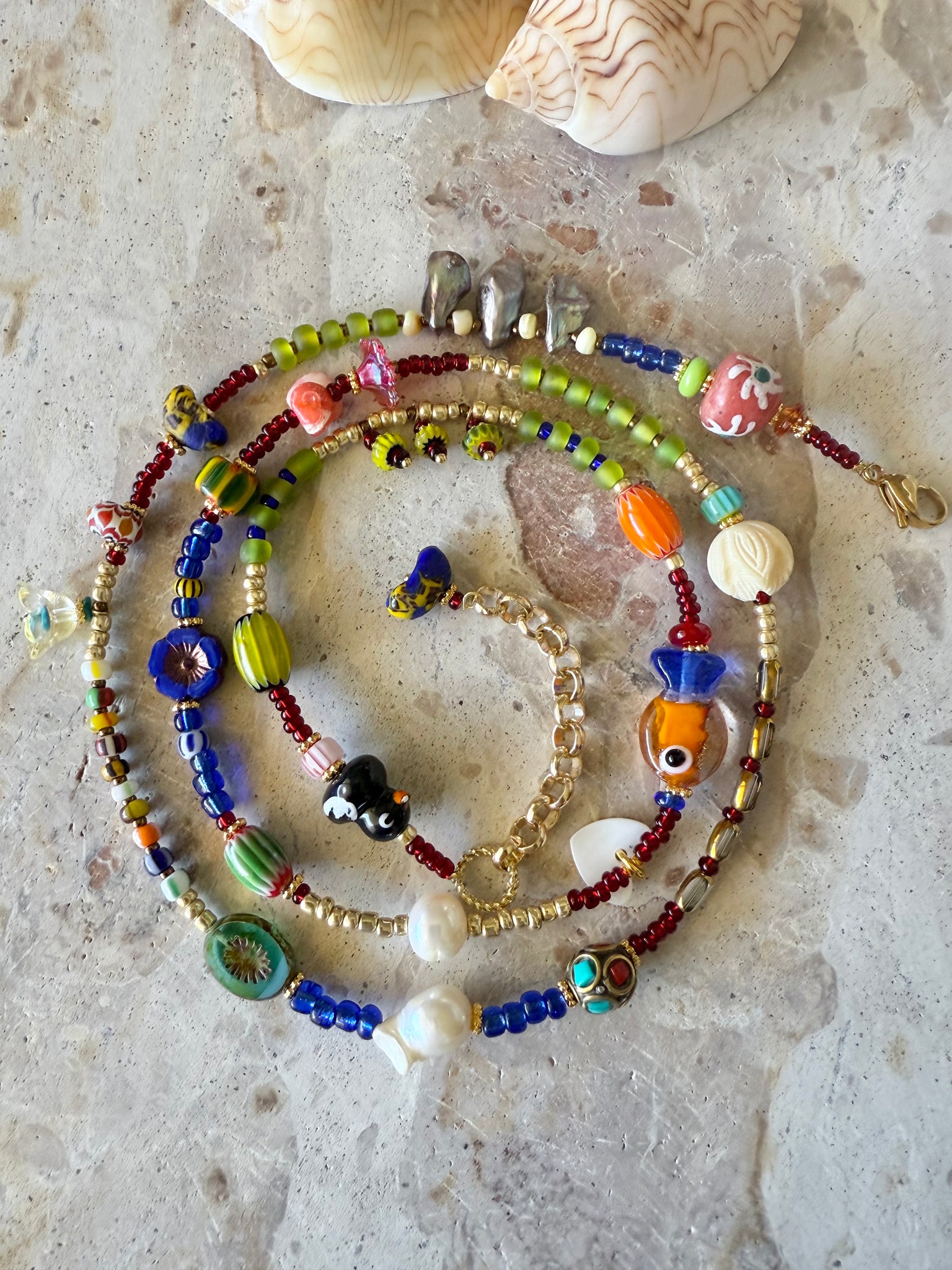 Boho Beaded Charm Wrap Bracelet