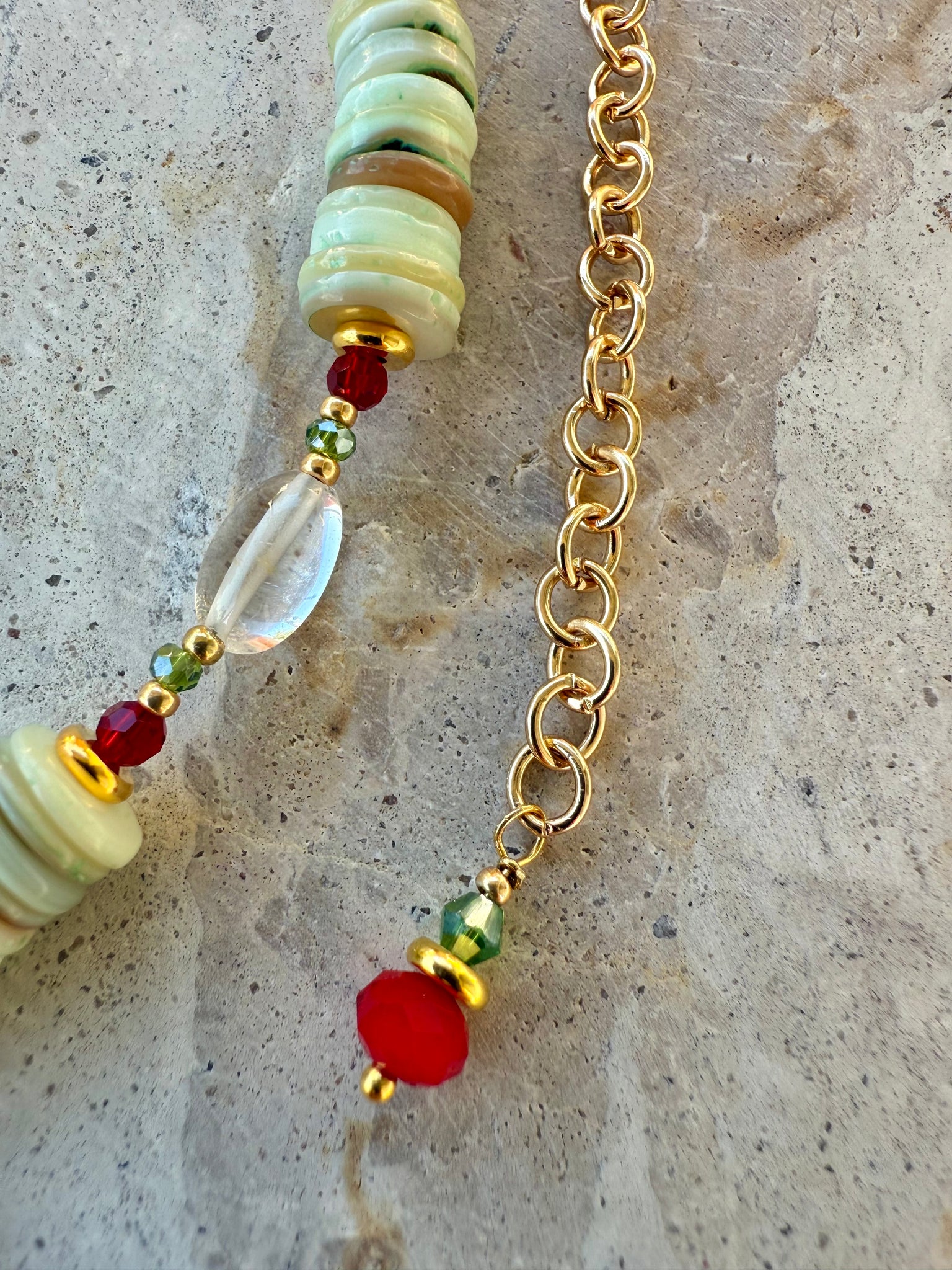 Shell Beaded Fish Charm Island Necklace