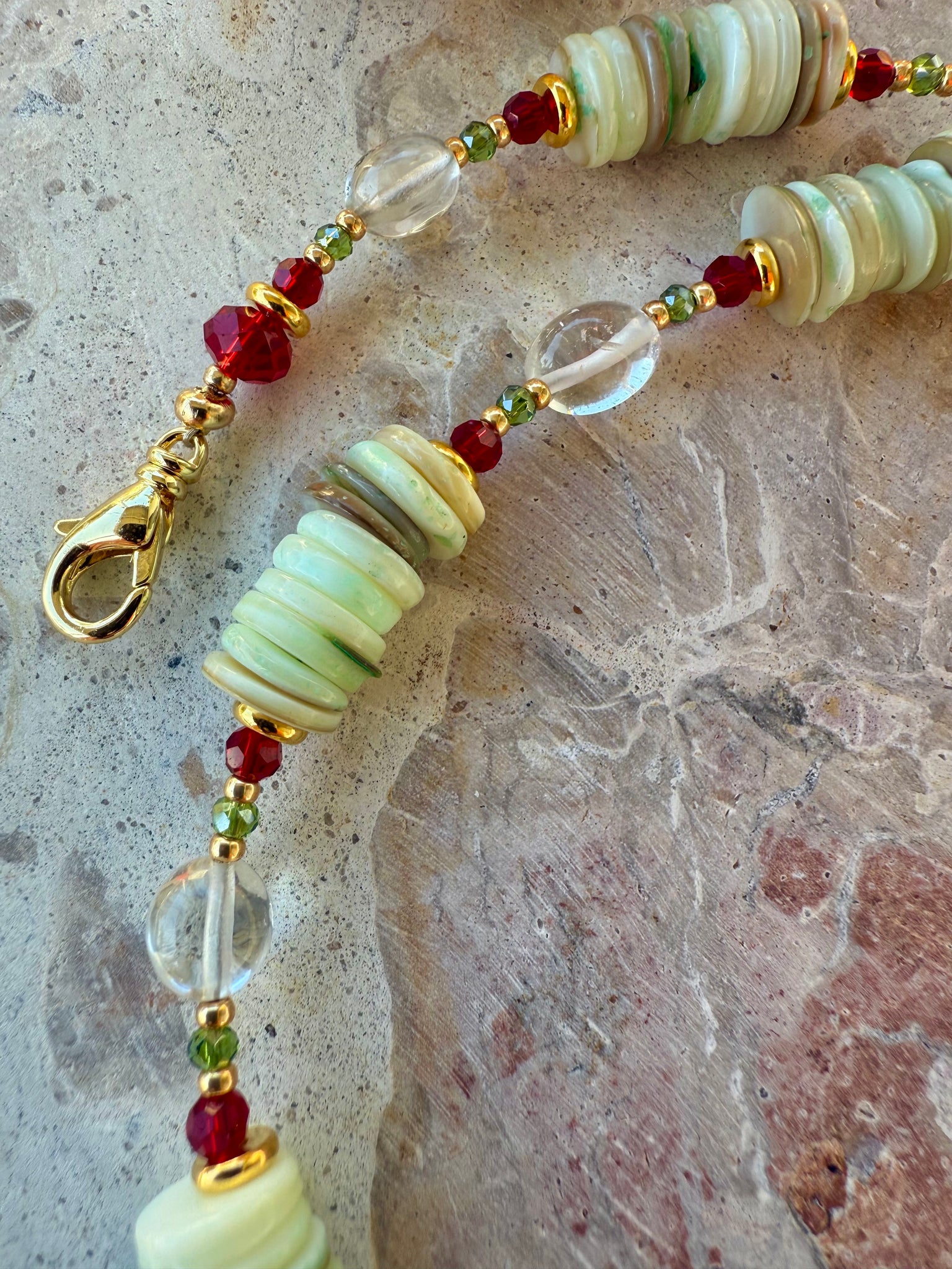 Shell Beaded Fish Charm Island Necklace