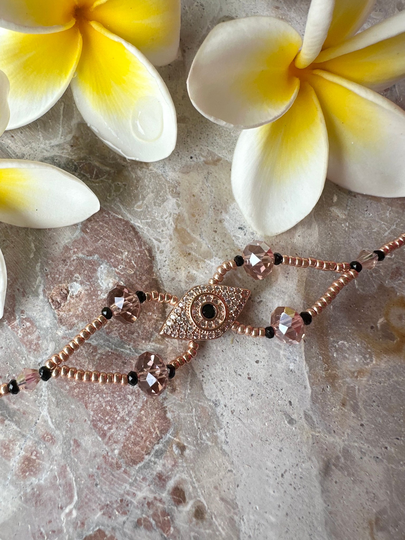 Evil Eye Charm Rose Gold Bracelet