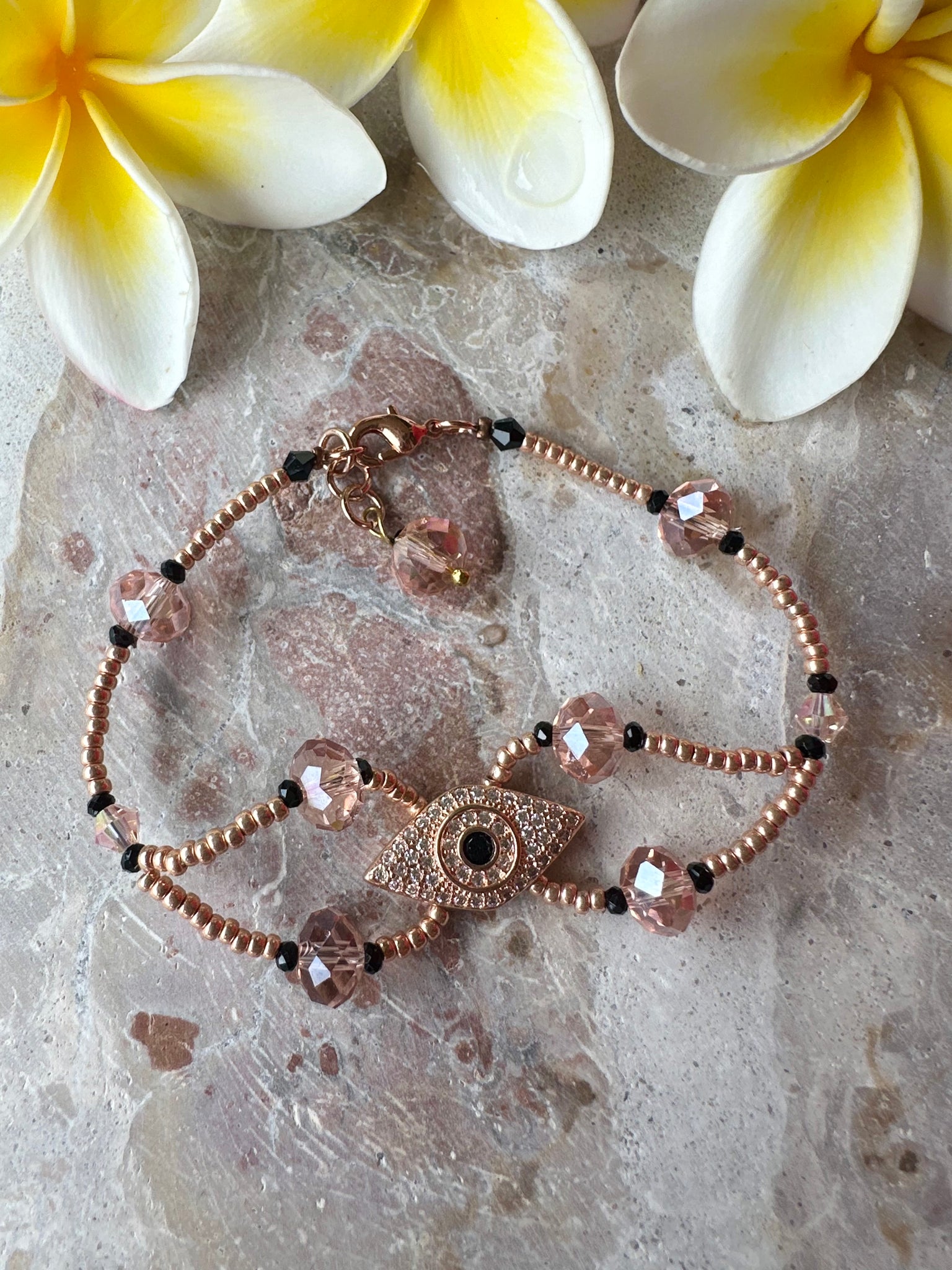 Evil Eye Charm Rose Gold Bracelet