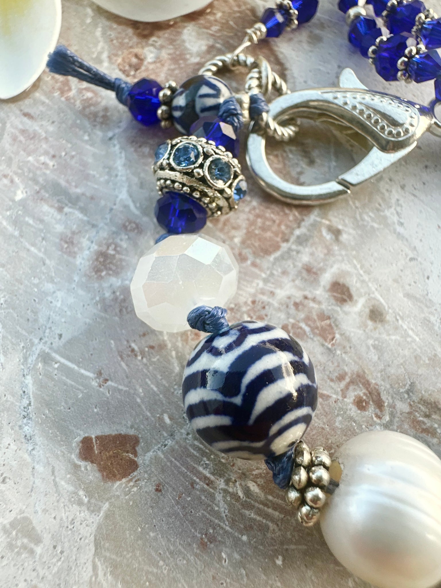 Greek Evil Eye Blue White Crystal Bracelet