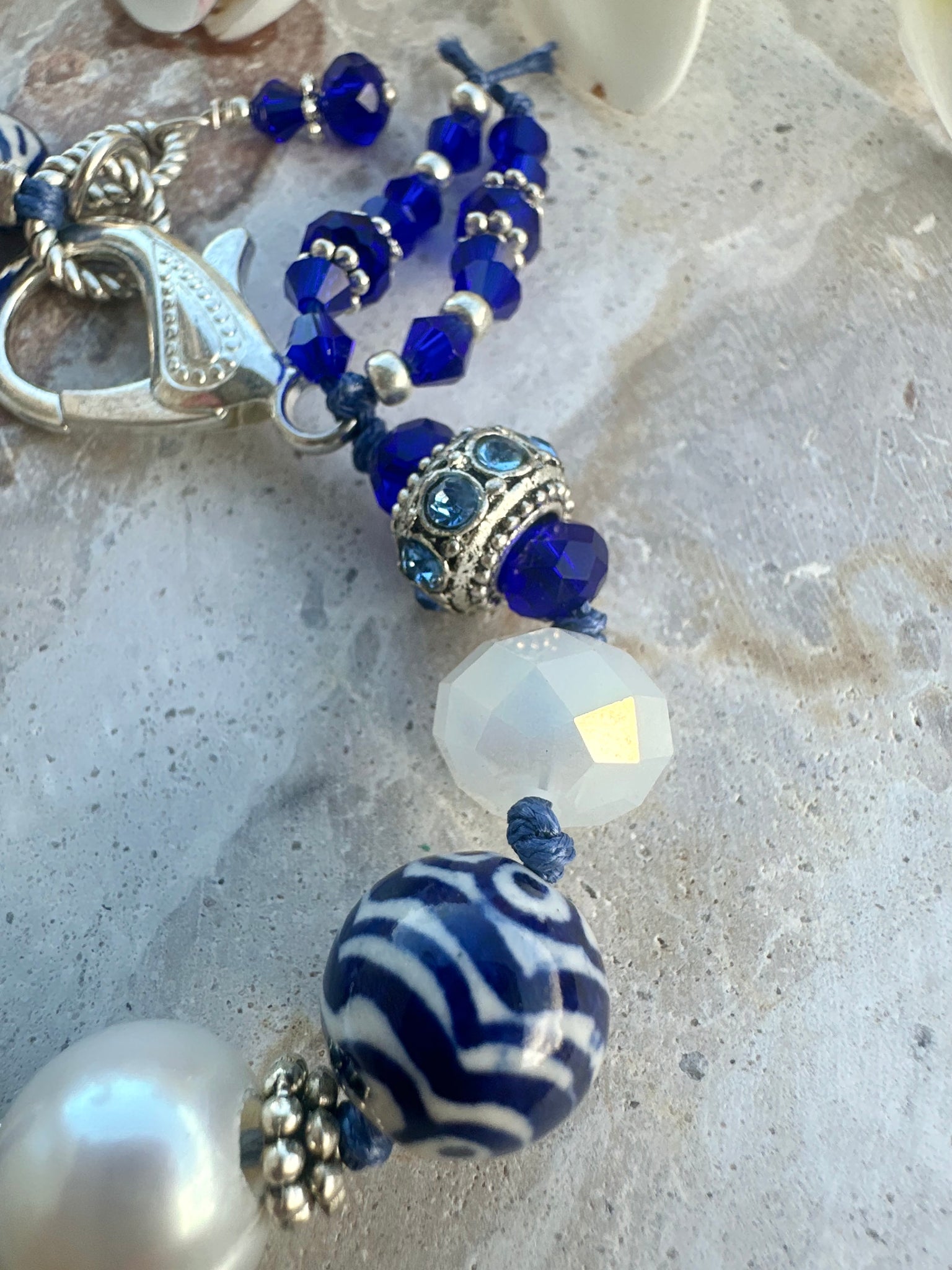 Greek Evil Eye Blue White Crystal Bracelet