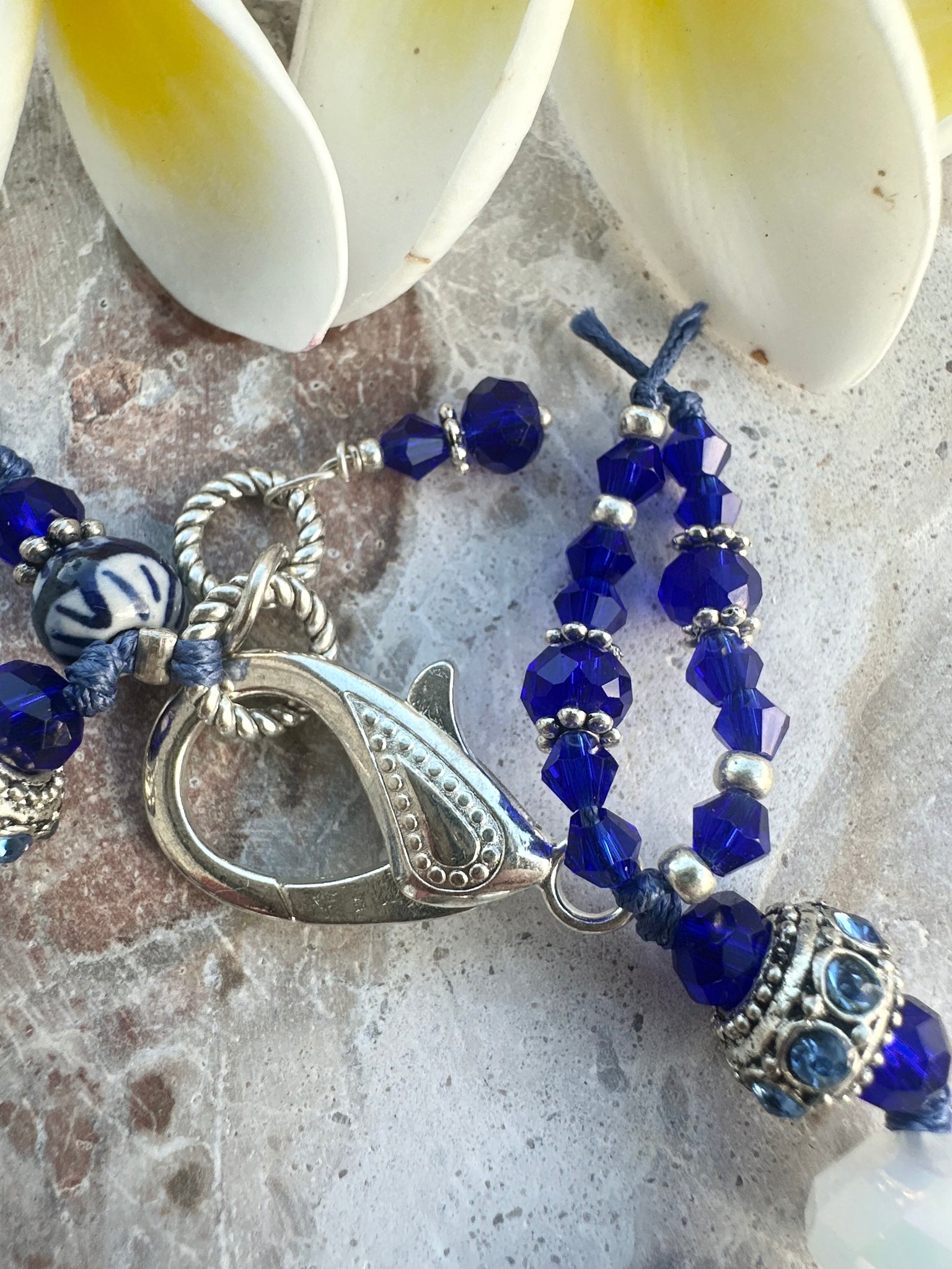 Greek Evil Eye Blue White Crystal Bracelet