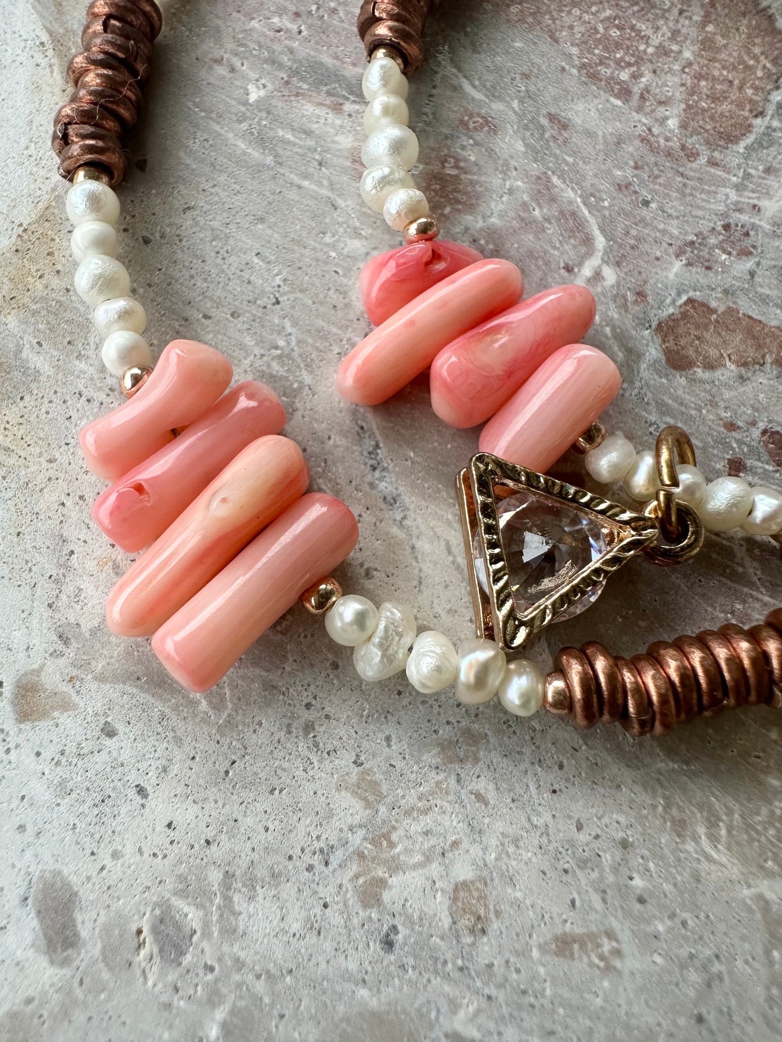 Pink Beaded Shell Wrap Bracelet