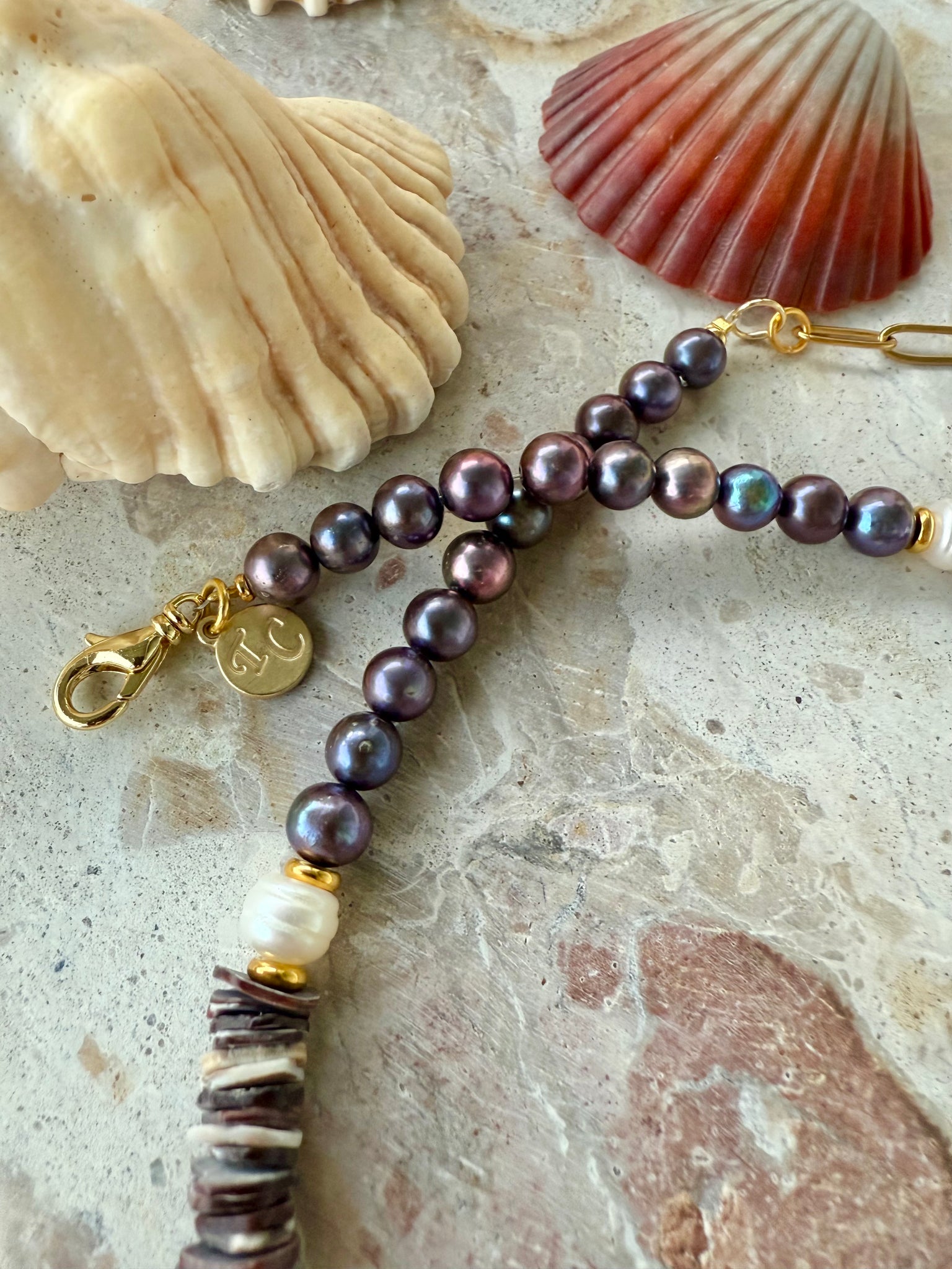 Tropical Pukka Shell Pearl Beaded Necklace