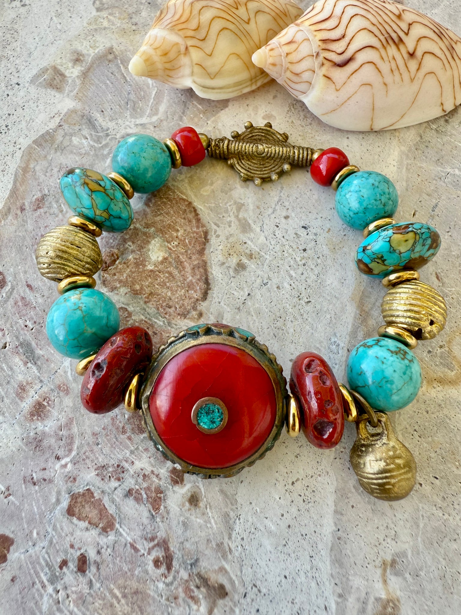 Red Vintage Tibetan Stone Bracelet