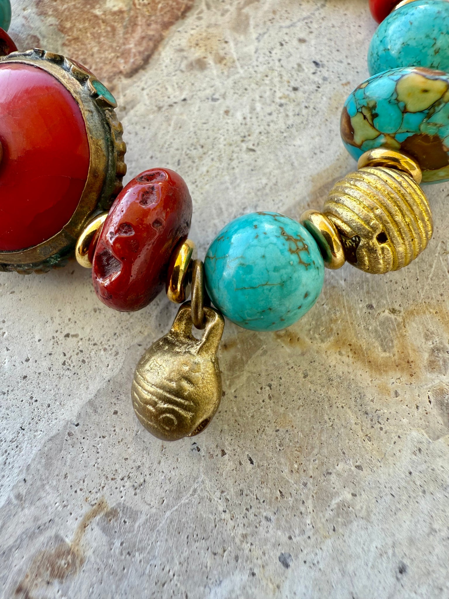 Red Vintage Tibetan Stone Bracelet