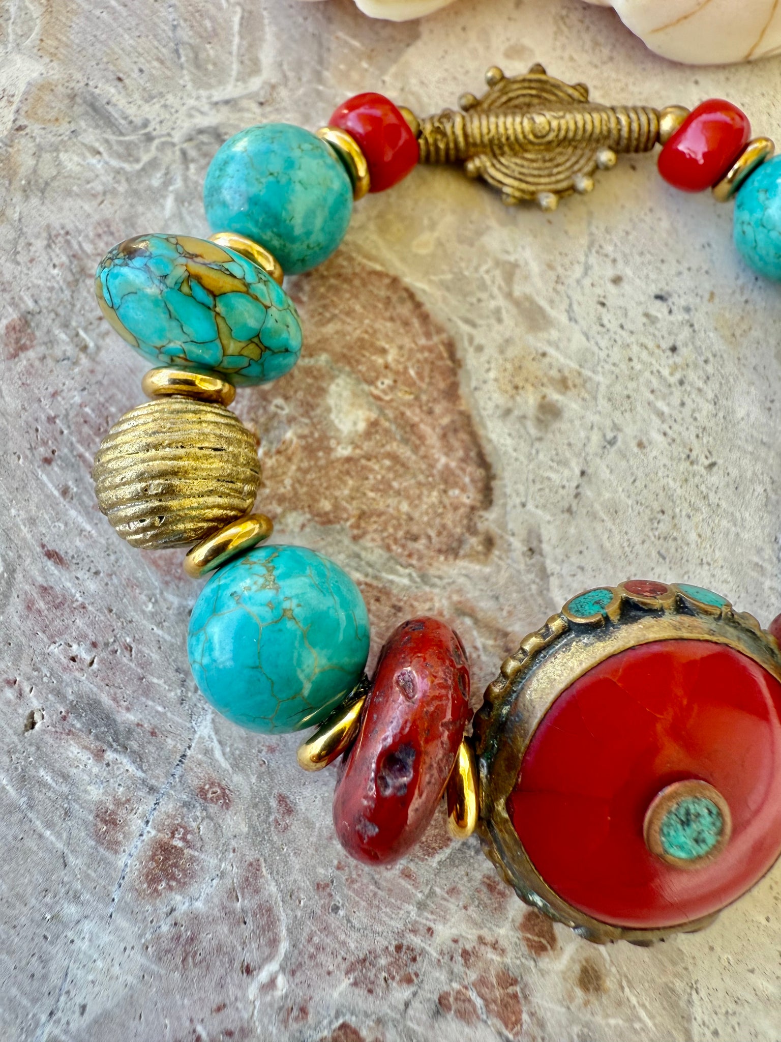 Red Vintage Tibetan Stone Bracelet