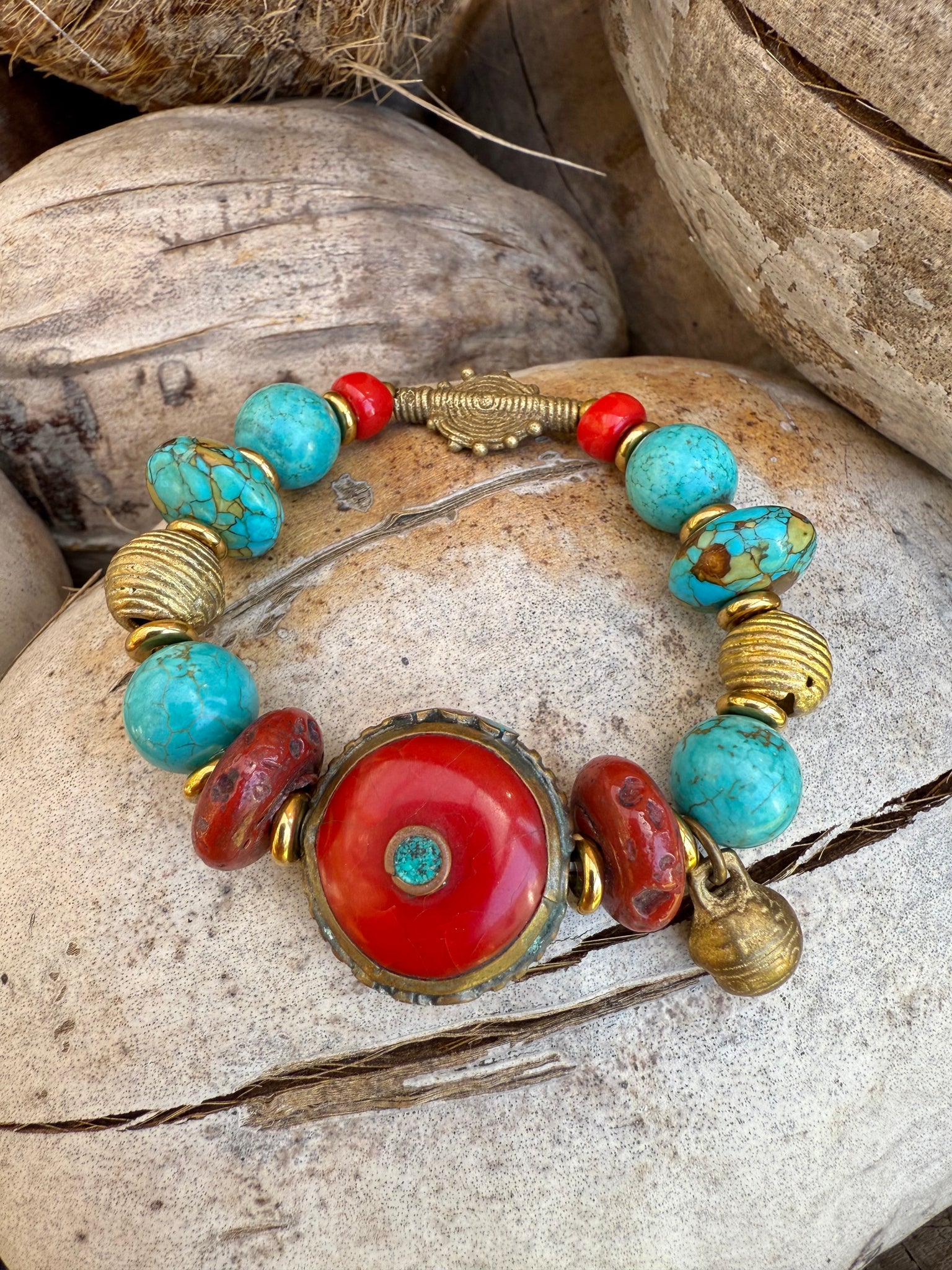 Red Vintage Tibetan Stone Bracelet